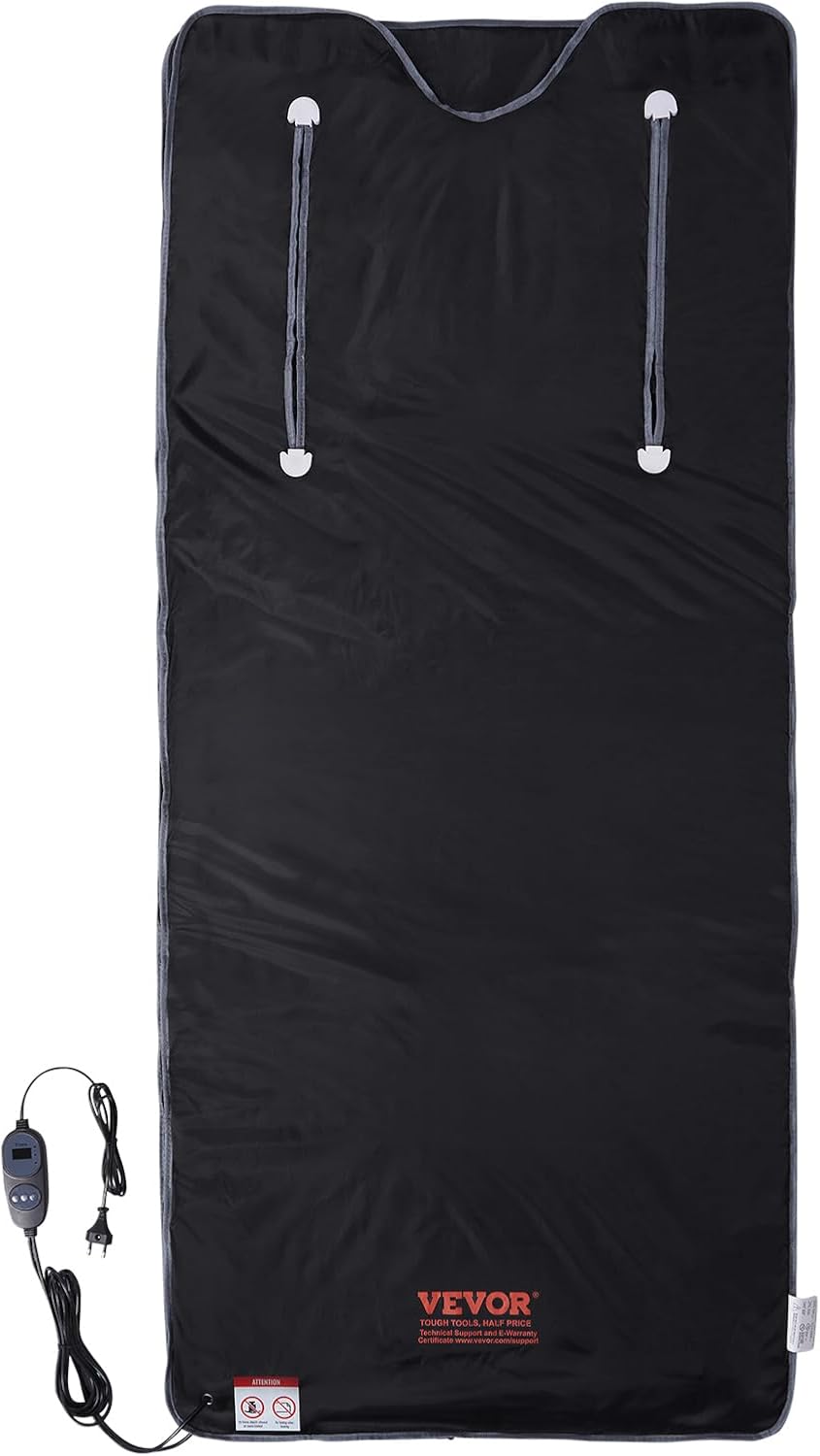 VEVOR Sauna Blanket, Portable Far Infrared Sauna for Home, Oxford Sauna Bag w/Arm Holes & Carbon Fiber Heating, 1-6 Level Adjustable Temp 95-176℉, 5-60 Minutes Timer, 71 x 31 in