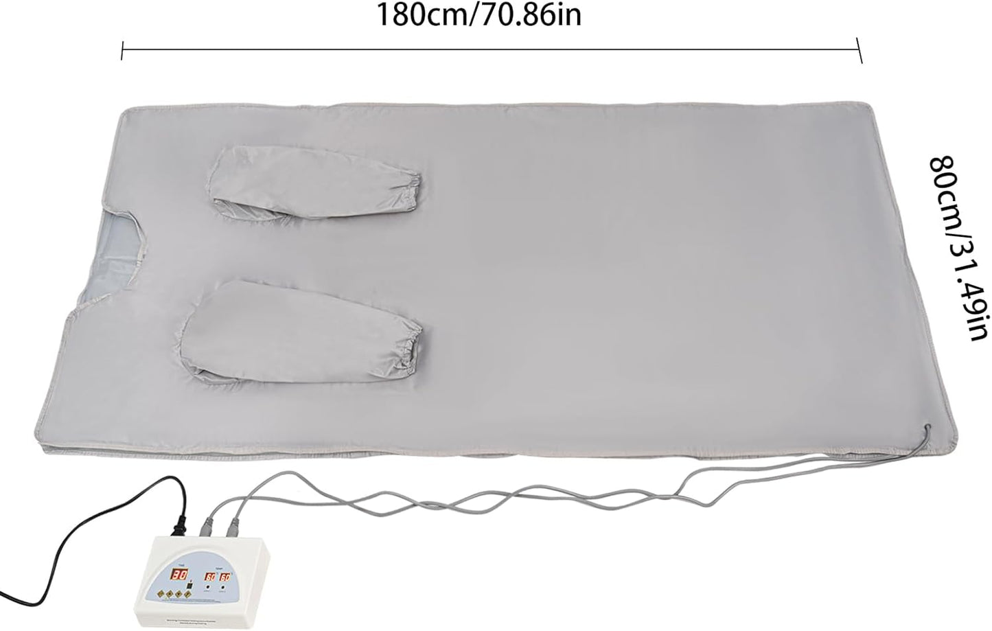 CNCEST Infrared Sauna Blanket,Portable Infrared Sauna with Sleeves for Home Detox,Fast Sweating Body Shape Fitness Far Infrared Sauna Blanket,Sauna Blanket,95-176℉,20-60 Minutes Timer,Silver
