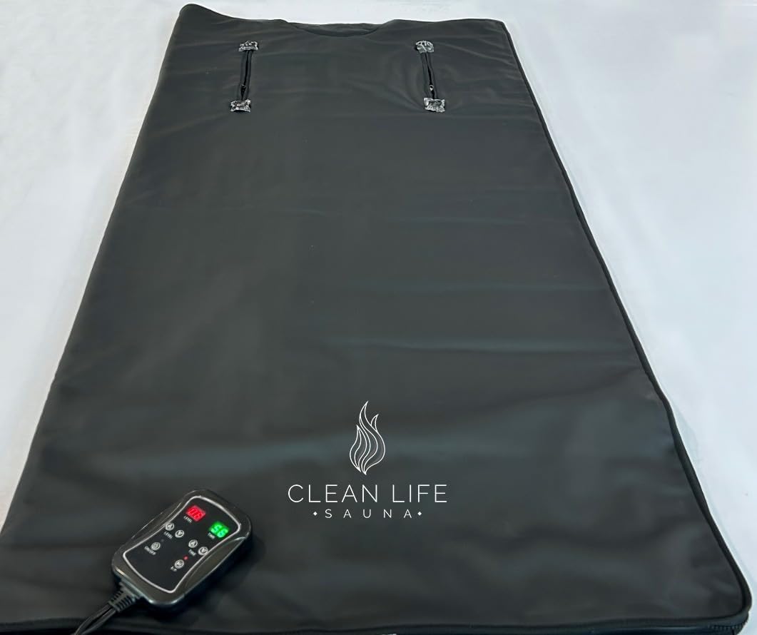 Clean Life Far Infrared Sauna Blanket - Maximum Efficiency, PEVA Material - Portable Infrared Sauna with 77–176 °F Temp Range - Detox, Cut Weight, Sweat, steam, and Cleanse, Black