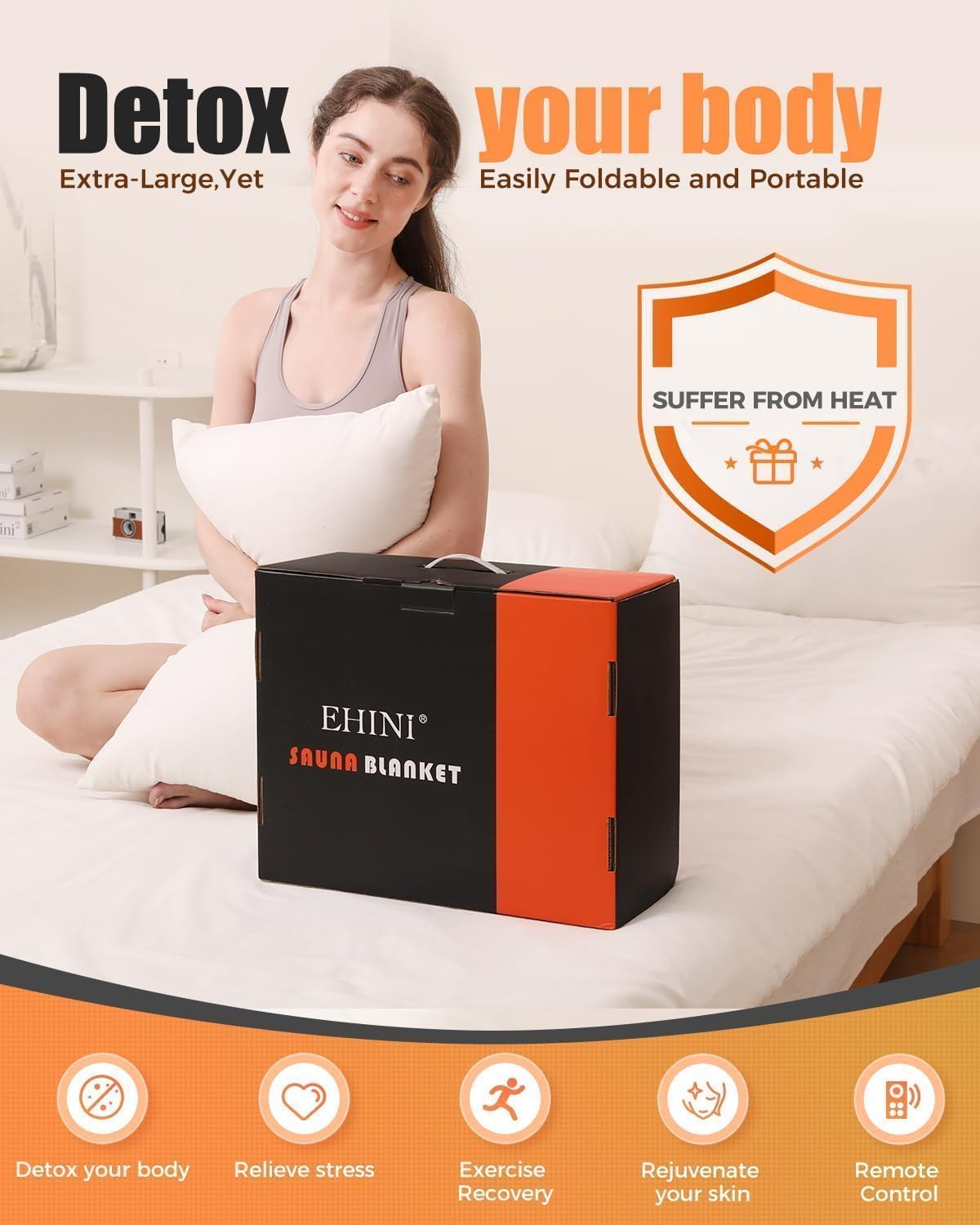 Infrared Sauna Blanket-Sauna Blanket for Home Use, Portable Design for Relaxation and Detoxification Highest 176℉, 20-60 Minutes Timer, 6 ft x 2.65 ft(Darkness)