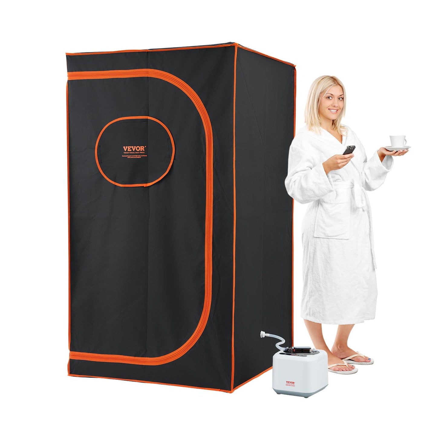 VEVOR Portable Personal Steam Sauna Spa Tent with 1200 Watt Steam Generator, with Chair & Storage Bag, Home Therapeutic Sauna Blanket for Detox Relaxation, Time & Temperature Remote Control, Black