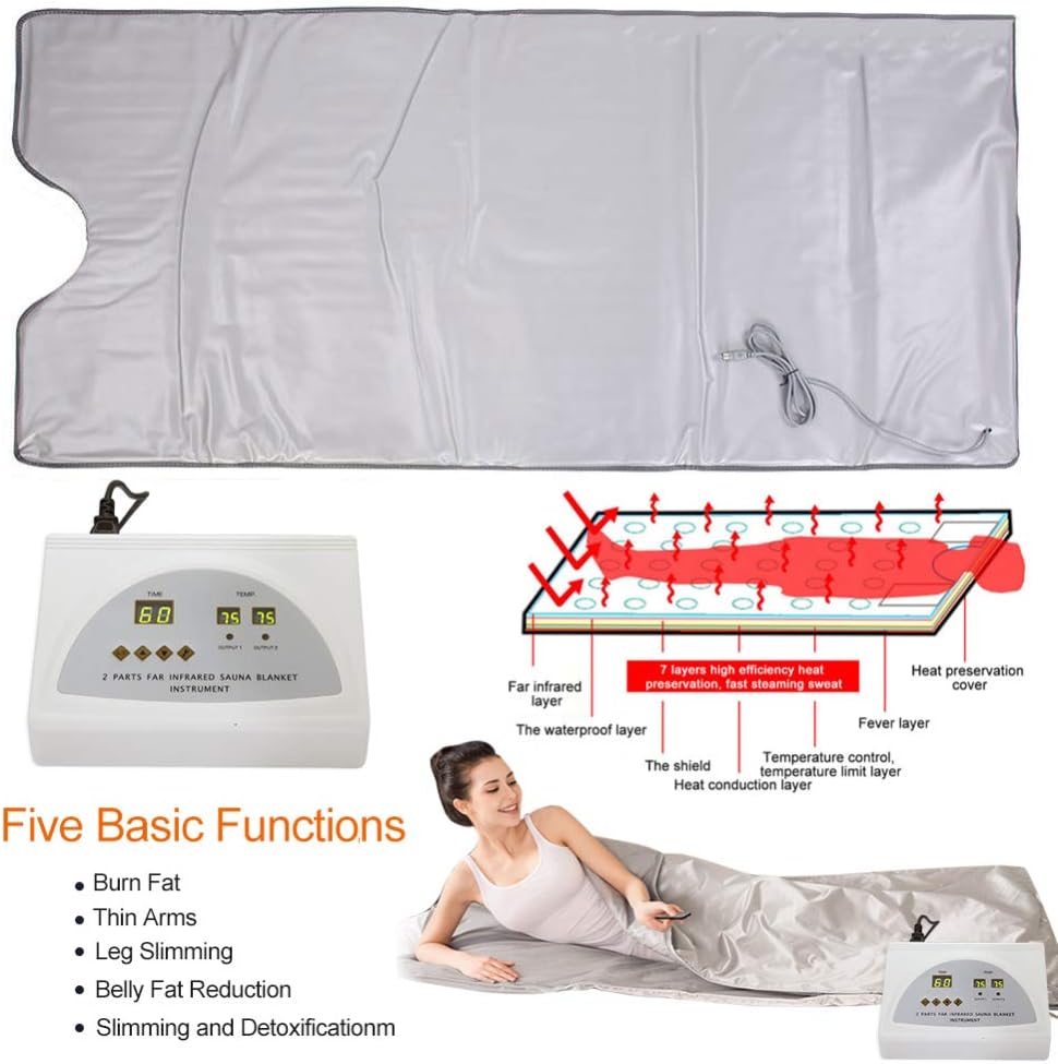 Vanell Far Infrared Sauna Detox Blanket - 2-Zone Spa Sauna Blanket, Overall Wrap Heating, FIR Technology, Zipper Type - Digital Body Heat Blanket