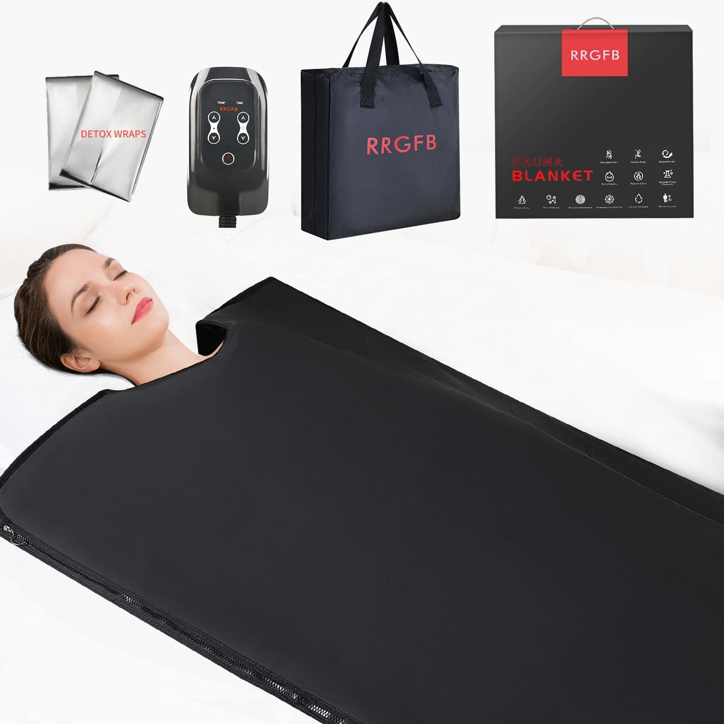 Infrared Sauna Blanket, Portable Sauna Blanket for Detoxification, Crystal Therapy Personal Sauna for Home Relaxation, 1-60 Mins Timer, 95-167℉ Temp Range, 5.74 ft x 2.53ft