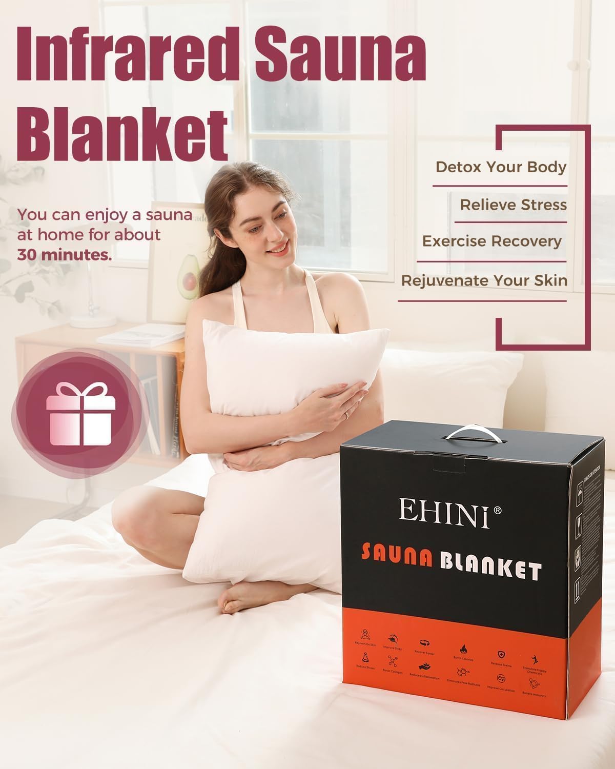 PU Infrared Sauna Blanket - Portable Far Infrared Sauna for Home Relaxation 77-176 °F Temp Range (Black)