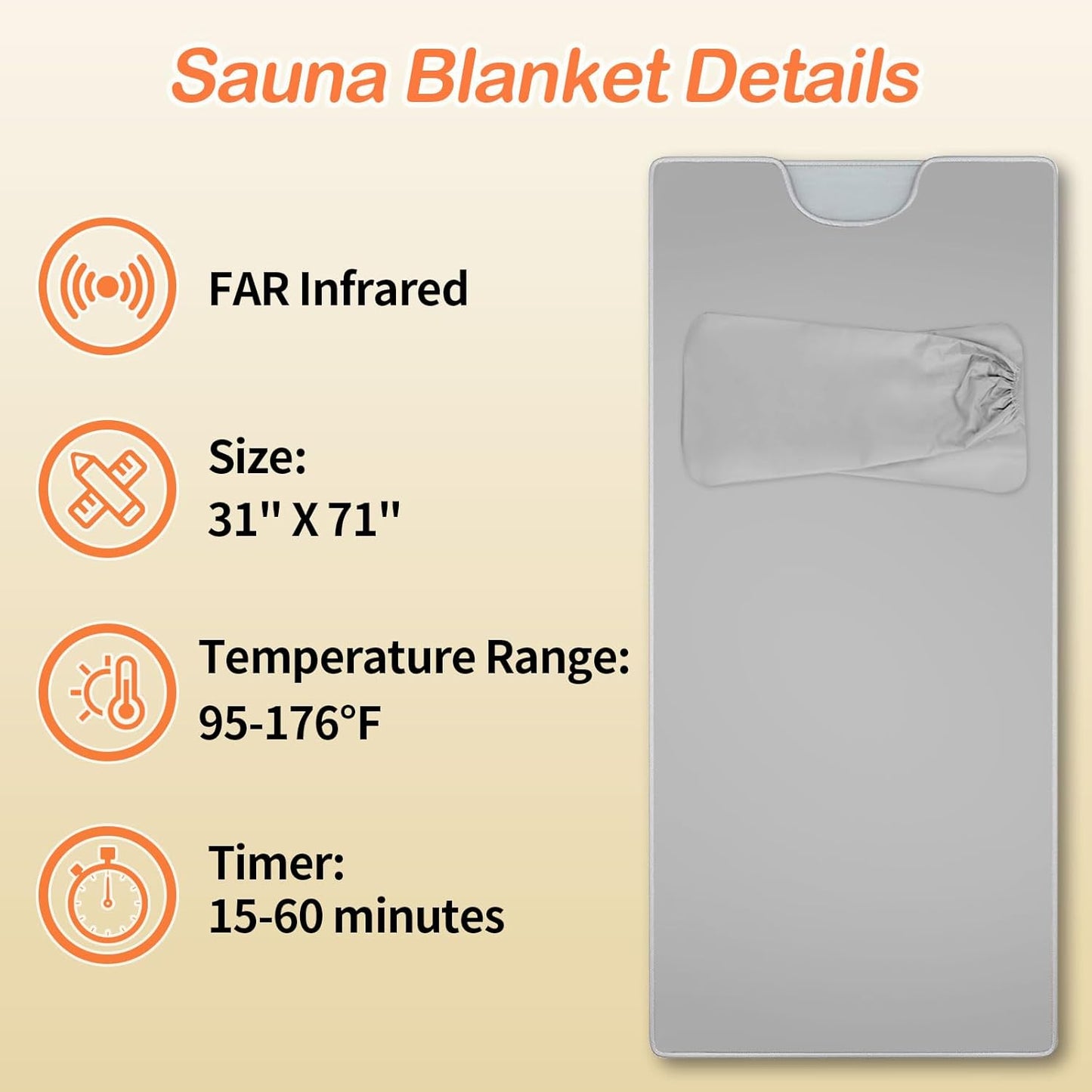 Infrared Sauna Blanket for Detoxification Portable Far Infrared Sauna Blanket for Exercise Recovery Infrared Blanket Sauna with 95–176 °F Temp Range for Relaxation Calm Body and Mind Silver