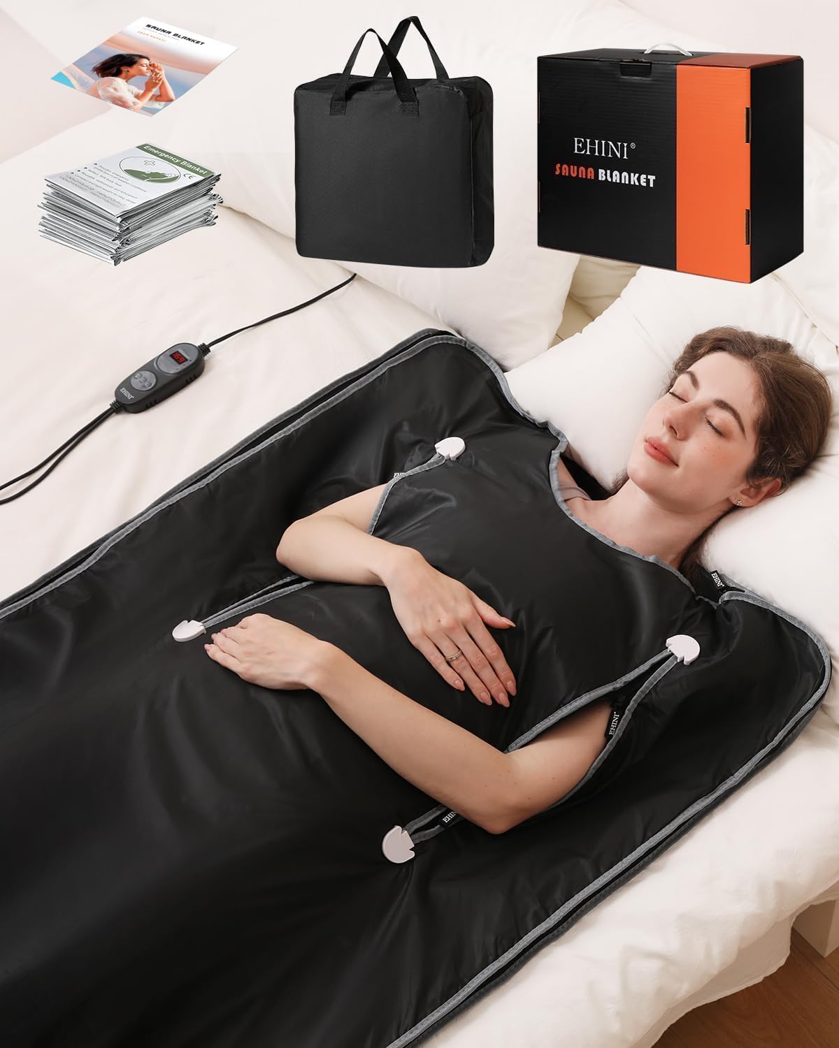 Infrared Sauna Blanket-Sauna Blanket for Home Use, Portable Design for Relaxation and Detoxification Highest 176℉, 20-60 Minutes Timer, 6 ft x 2.65 ft(Darkness)