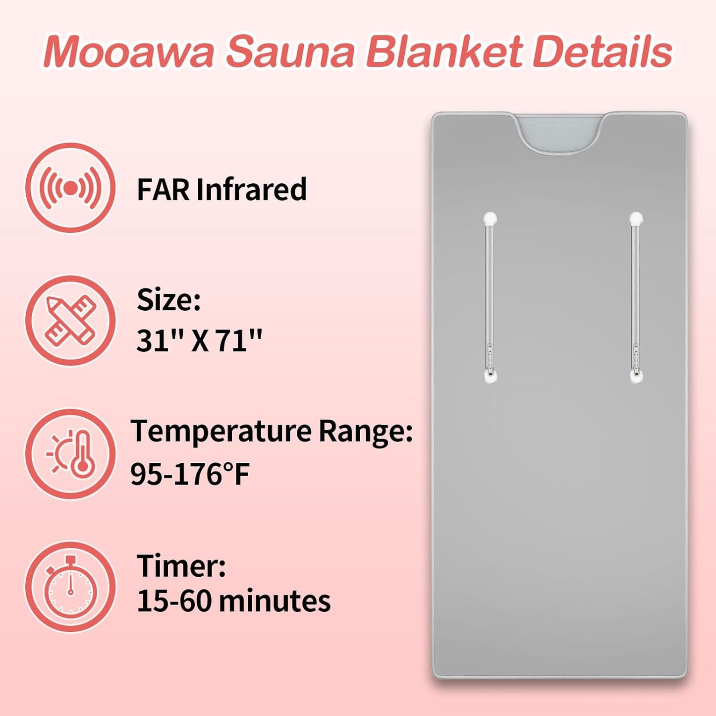 Far Infrared Sauna Blanket for Detox Portable Infrared Sauna Blanket Heating Sauna Blanket for Home Therapy Remote Controller Sauna Blanket with 95–176 °F Temp Range Silver