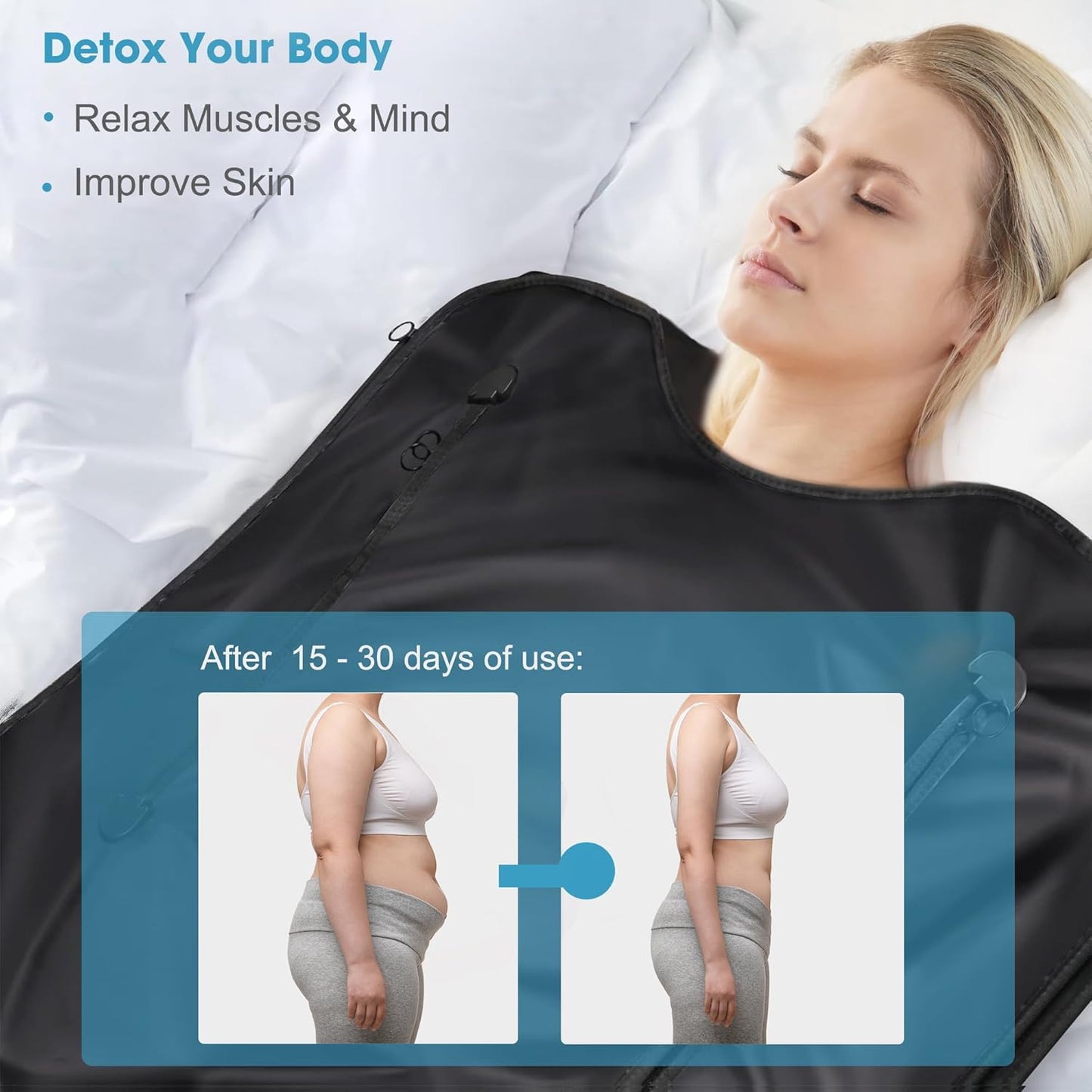 mysuntown Infrared Sauna Blanket for Detoxification,Portable Sauna Blanket for Home use,86-158℉,20-60 Minutes Timer,6.23ft x 2.95ft