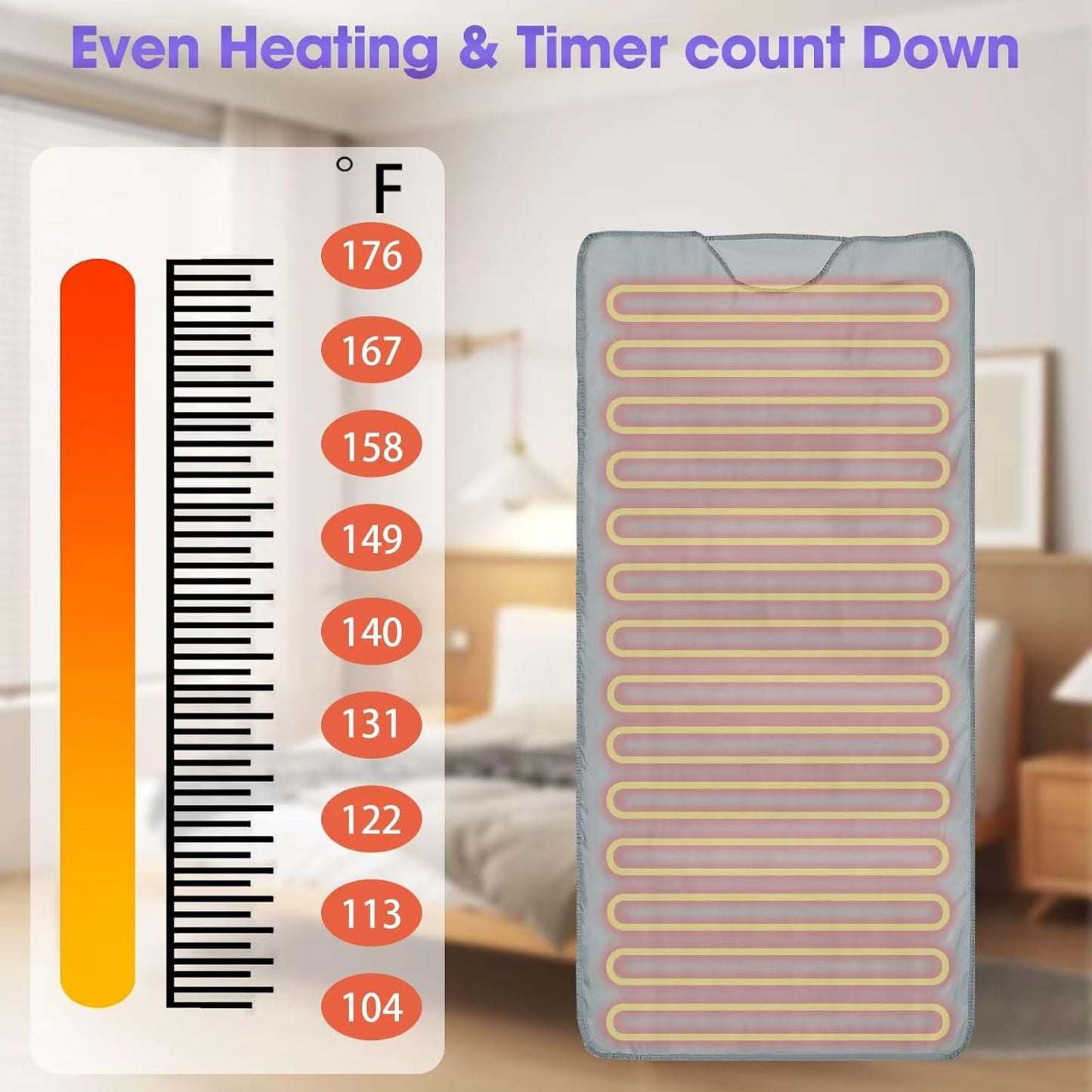Natural Jade and Tourmaline Heat Far Infrared Sauna Blanket 2-Zone Control Rapid Heating Detox Pain Relief with Personal Sauna Blanket Bed at Home Oxford Cloth 6 ft x 2.65 ft (Silver)