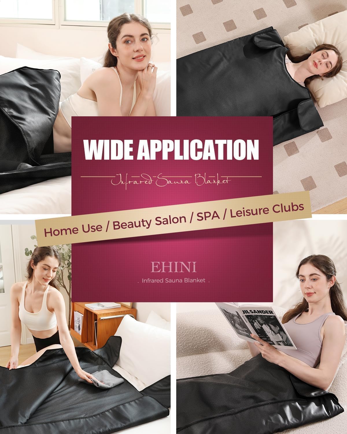 PU Infrared Sauna Blanket - Portable Far Infrared Sauna for Home Relaxation 77-176 °F Temp Range (Black)