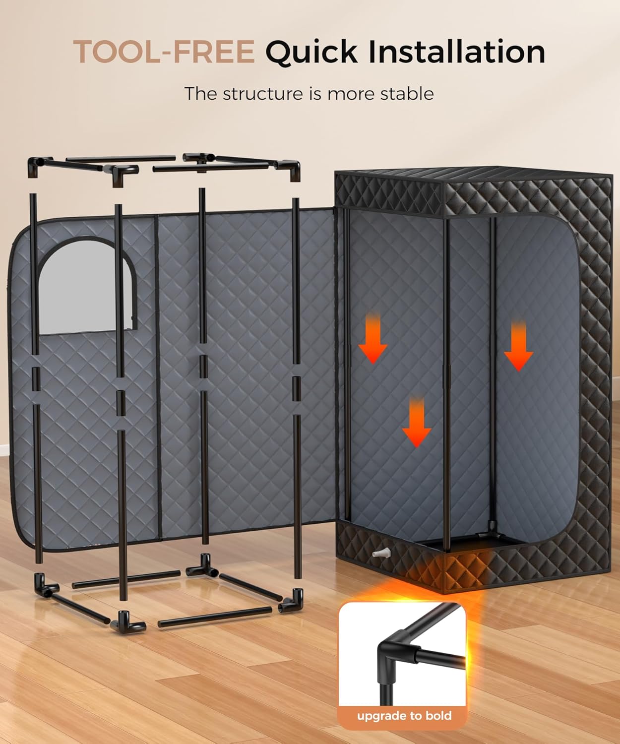 Sauna Box,Portable Sauna for Home use with Ten Aluminium foil Heating Blankets,Personal Steam Sauna with 3L Steamer, 9 Levels, Folding Chair,Extra Large Size (36 * 36 * 71inch)