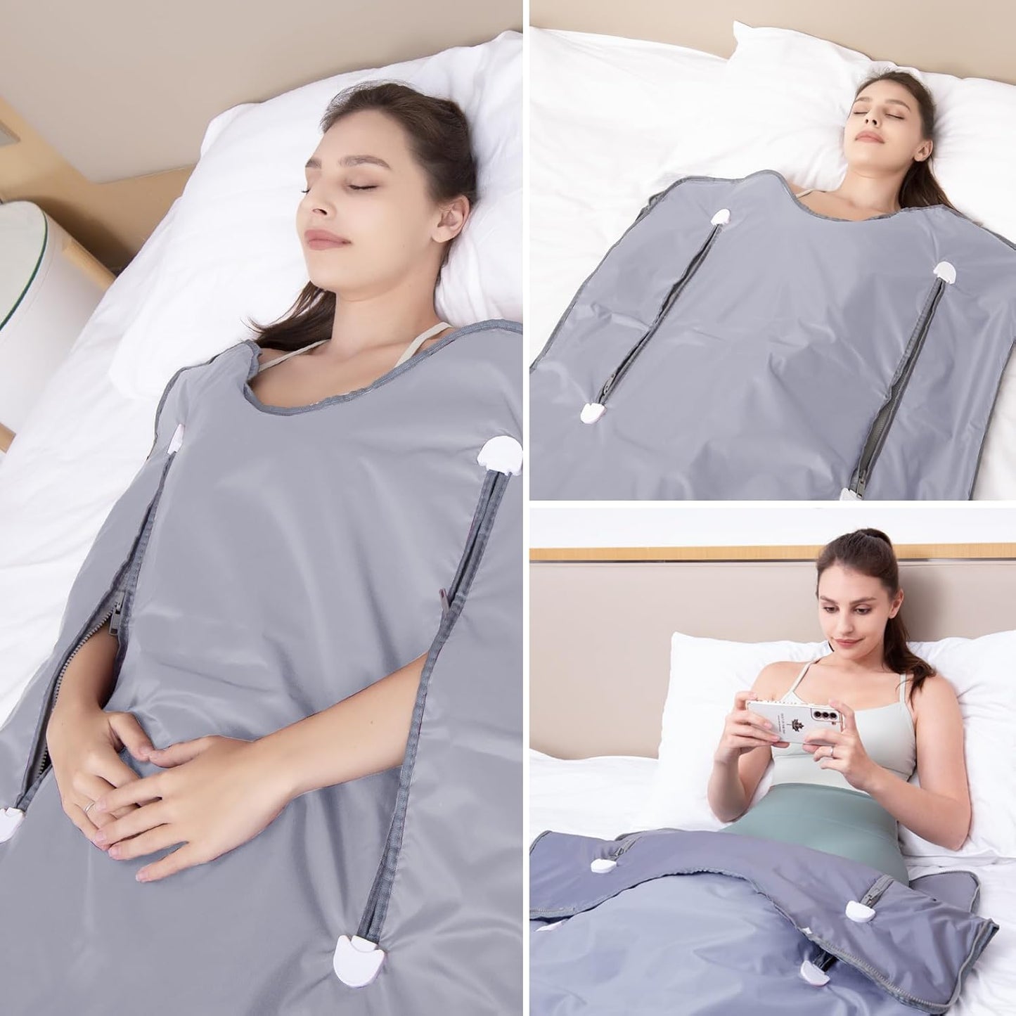 Far Infrared Sauna Blanket for Detox Portable Infrared Sauna Blanket Heating Sauna Blanket for Home Therapy Remote Controller Sauna Blanket with 95–176 °F Temp Range Silver