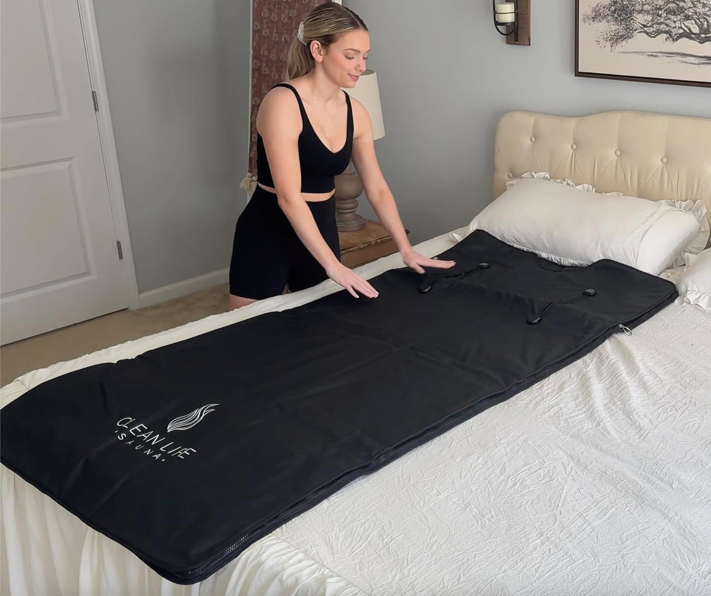 Clean Life Far Infrared Sauna Blanket - Maximum Efficiency, PEVA Material - Portable Infrared Sauna with 77–176 °F Temp Range - Detox, Cut Weight, Sweat, steam, and Cleanse, Black