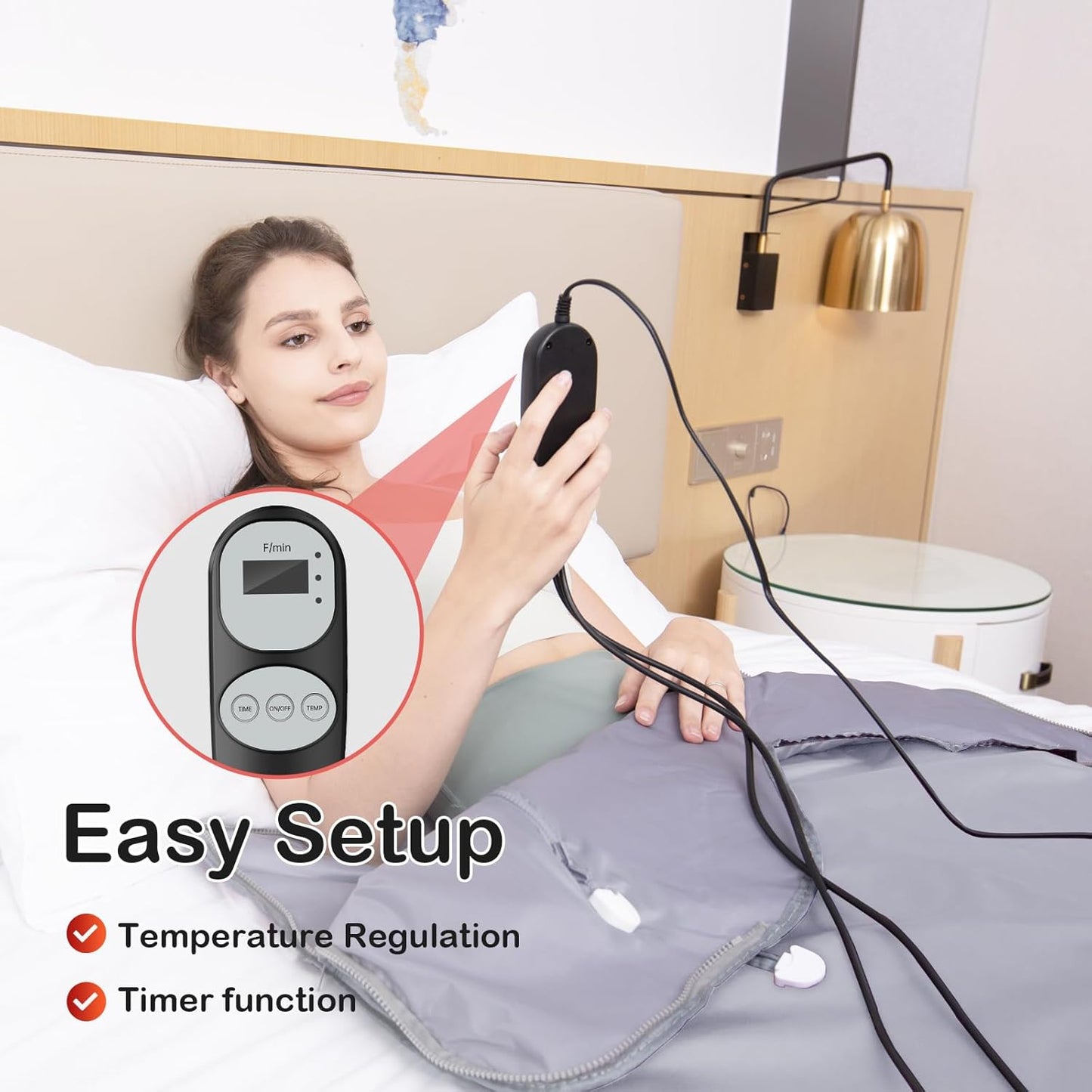 Far Infrared Sauna Blanket for Detox Portable Infrared Sauna Blanket Heating Sauna Blanket for Home Therapy Remote Controller Sauna Blanket with 95–176 °F Temp Range Silver