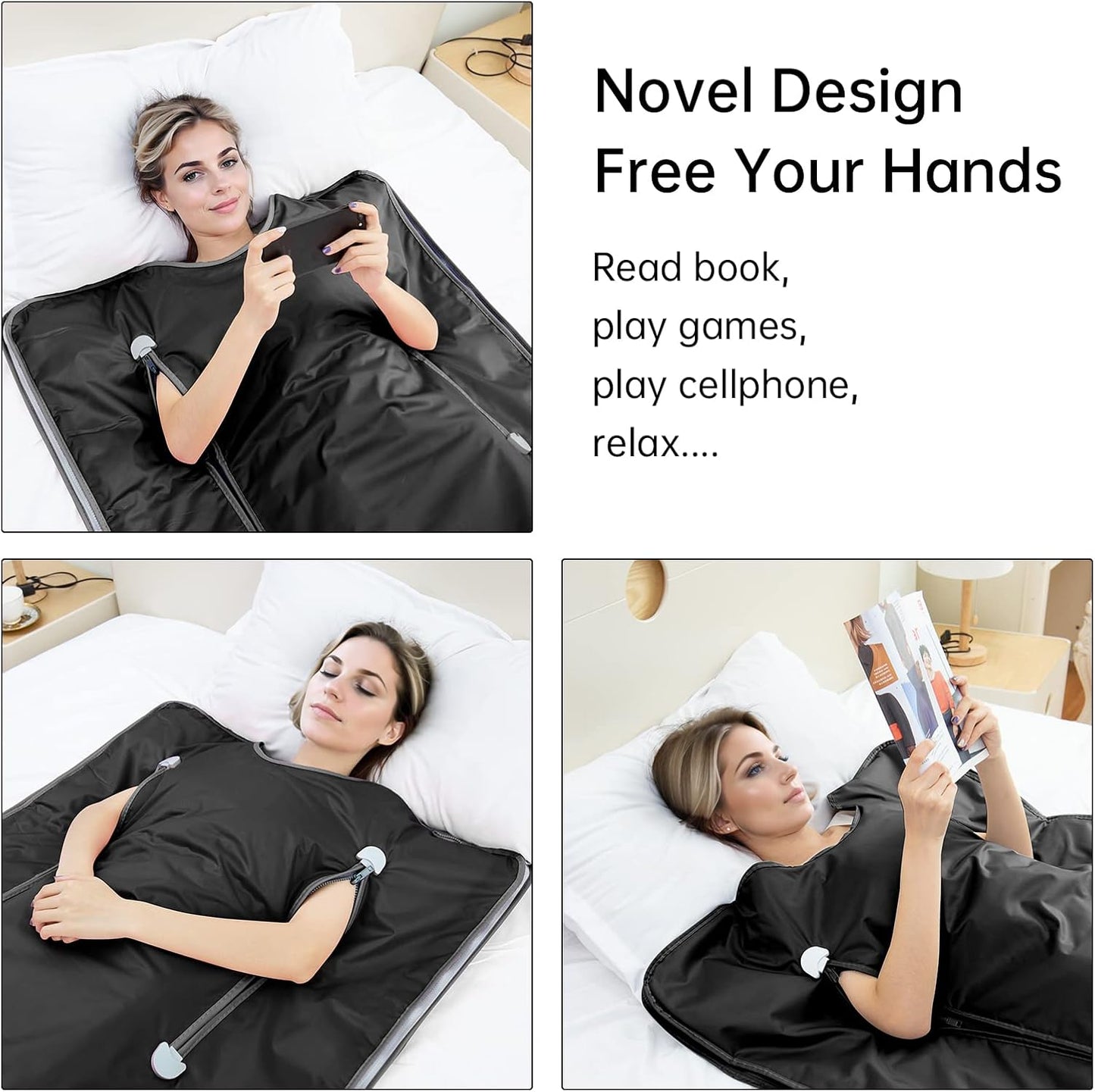 Infrared Sauna Blanket - Sauna Blanket with Remote Control for Exercise Recovery, Portable Infrared Sauna Blanket for Home Relaxation Calm Your Body and Mind Black