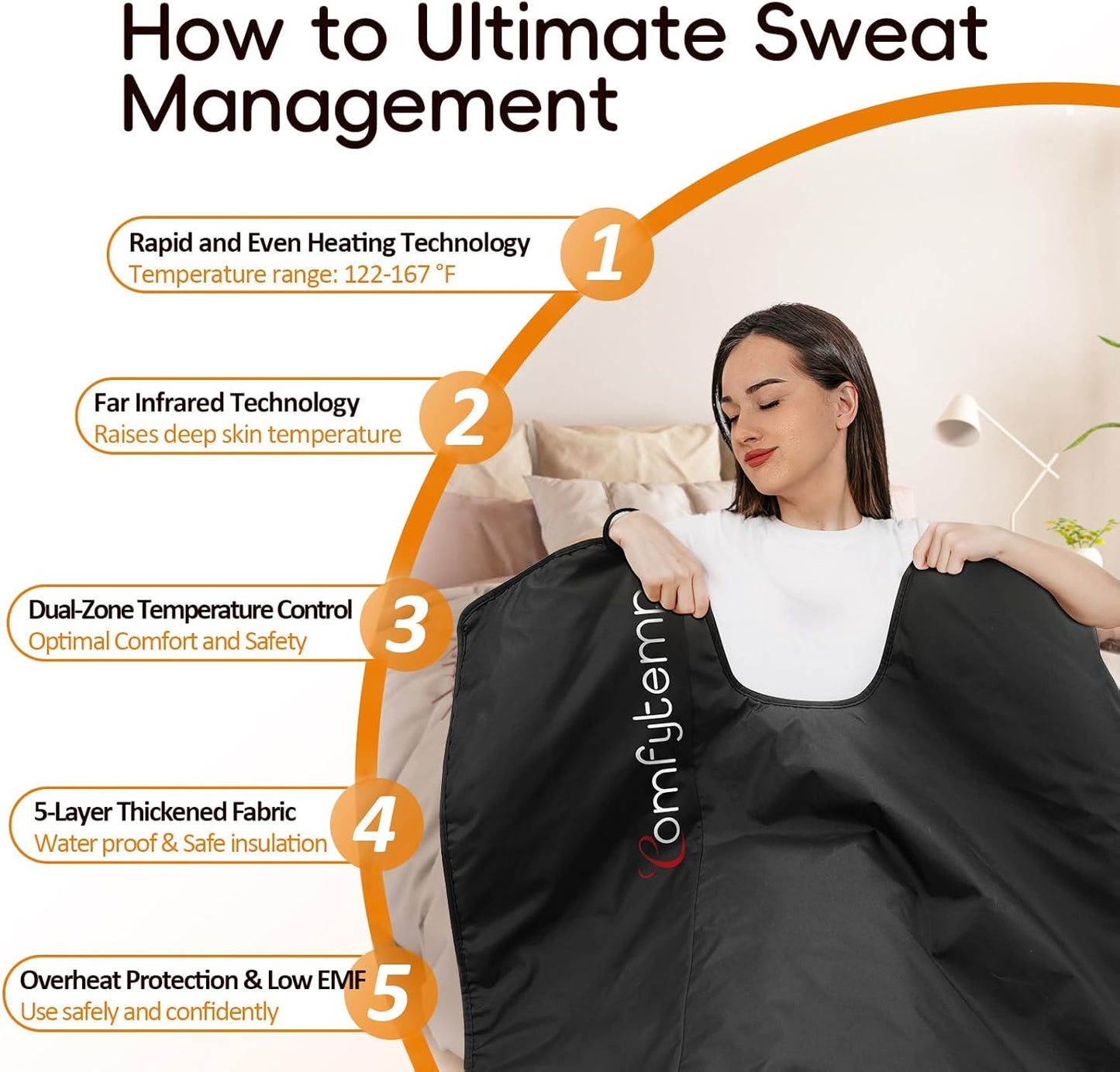 Comfytemp Infrared Sauna Blanket 35" X 78" Extra Large, Support Dual Zone Temperature Control & App Control — Smarter & Safer Portable Sauna Blanket, Low EMF, for Sweating, for Mom