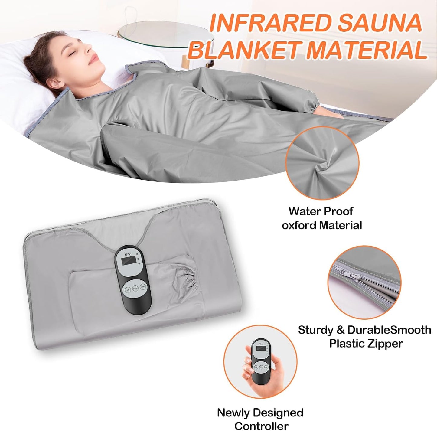 Infrared Sauna Blanket for Detoxification Portable Far Infrared Sauna Blanket for Exercise Recovery Infrared Blanket Sauna with 95–176 °F Temp Range for Relaxation Calm Body and Mind Silver