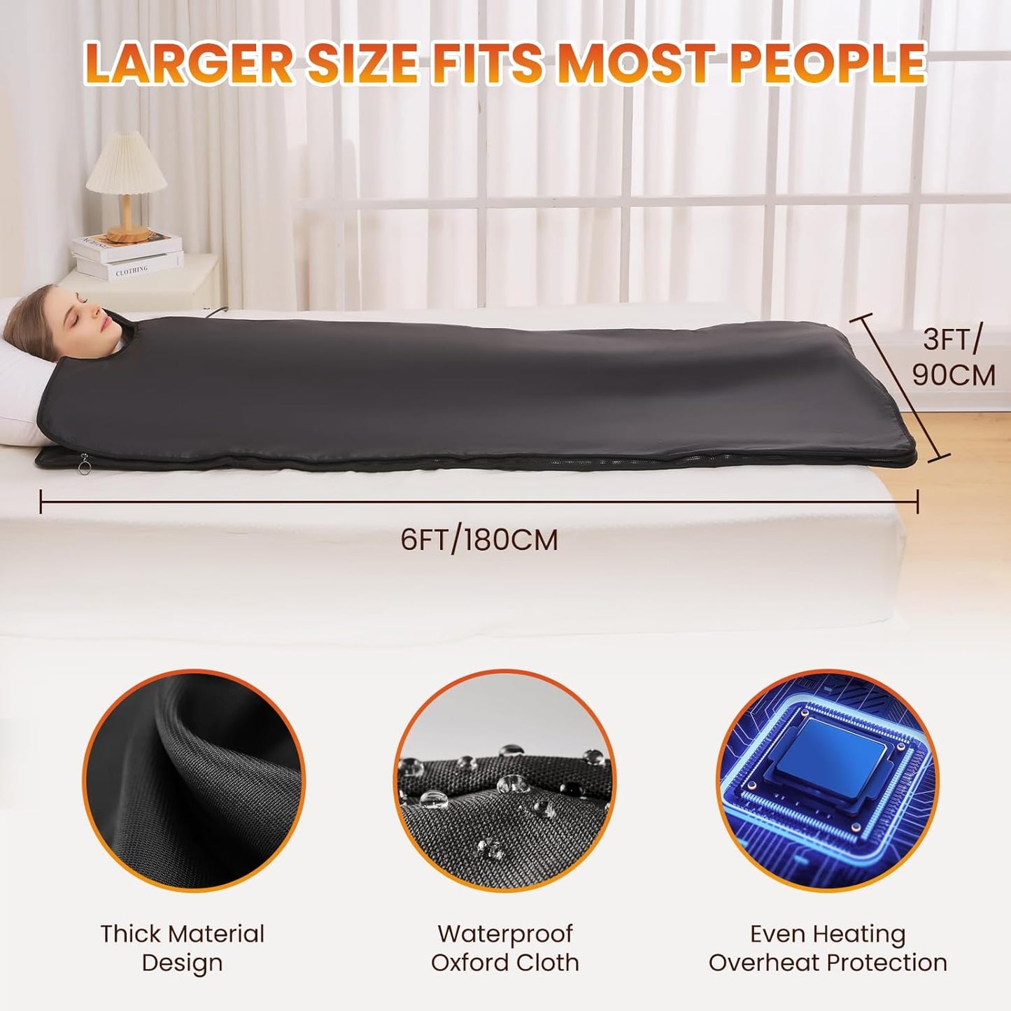 Sauna Blanket for Detoxification,2025 Upgraded Portable Far Infrared Sauna Blanket for Home,Remote Control Sauna,86-158℉,20-60Minutes Timer,6 ftx3 ft