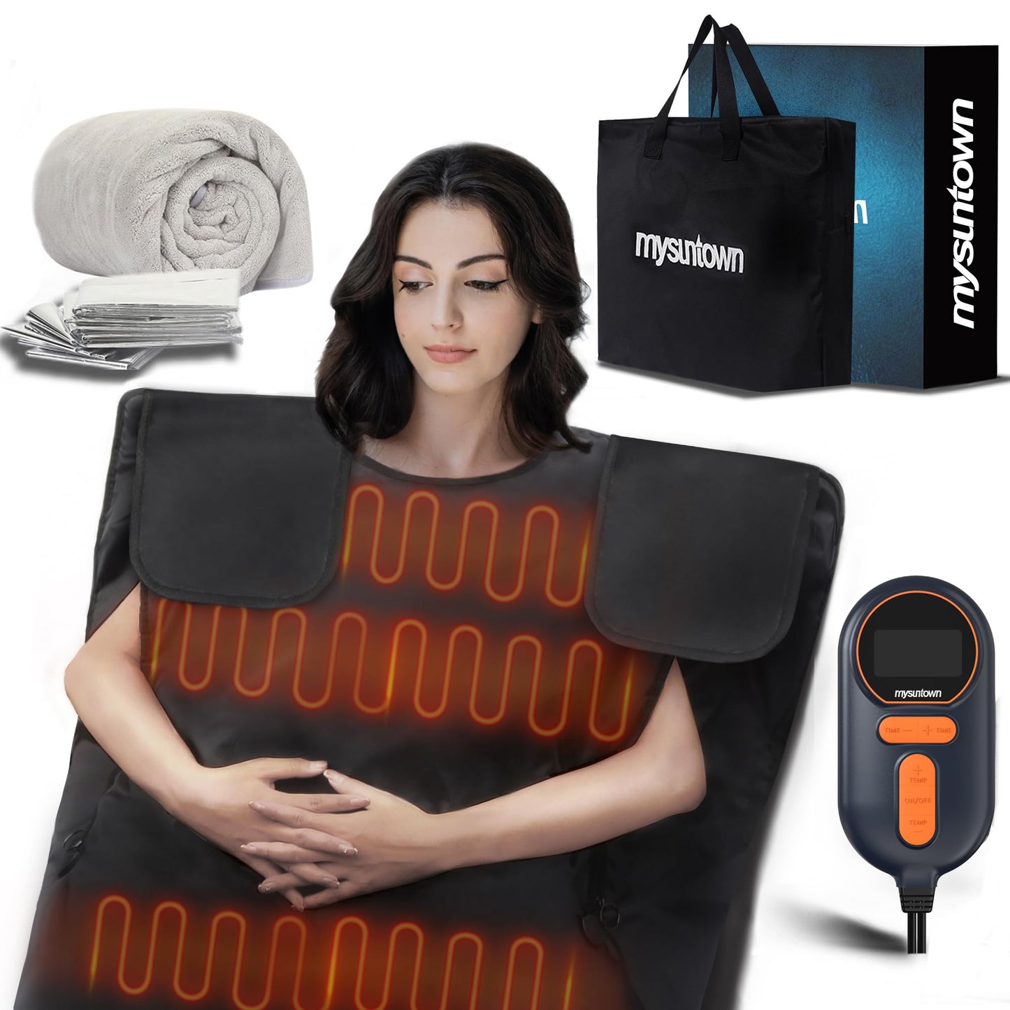 mysuntown Infrared Sauna Blanket for Detoxification,Portable Sauna Blanket for Home use,86-158℉,20-60 Minutes Timer,6.23ft x 2.95ft