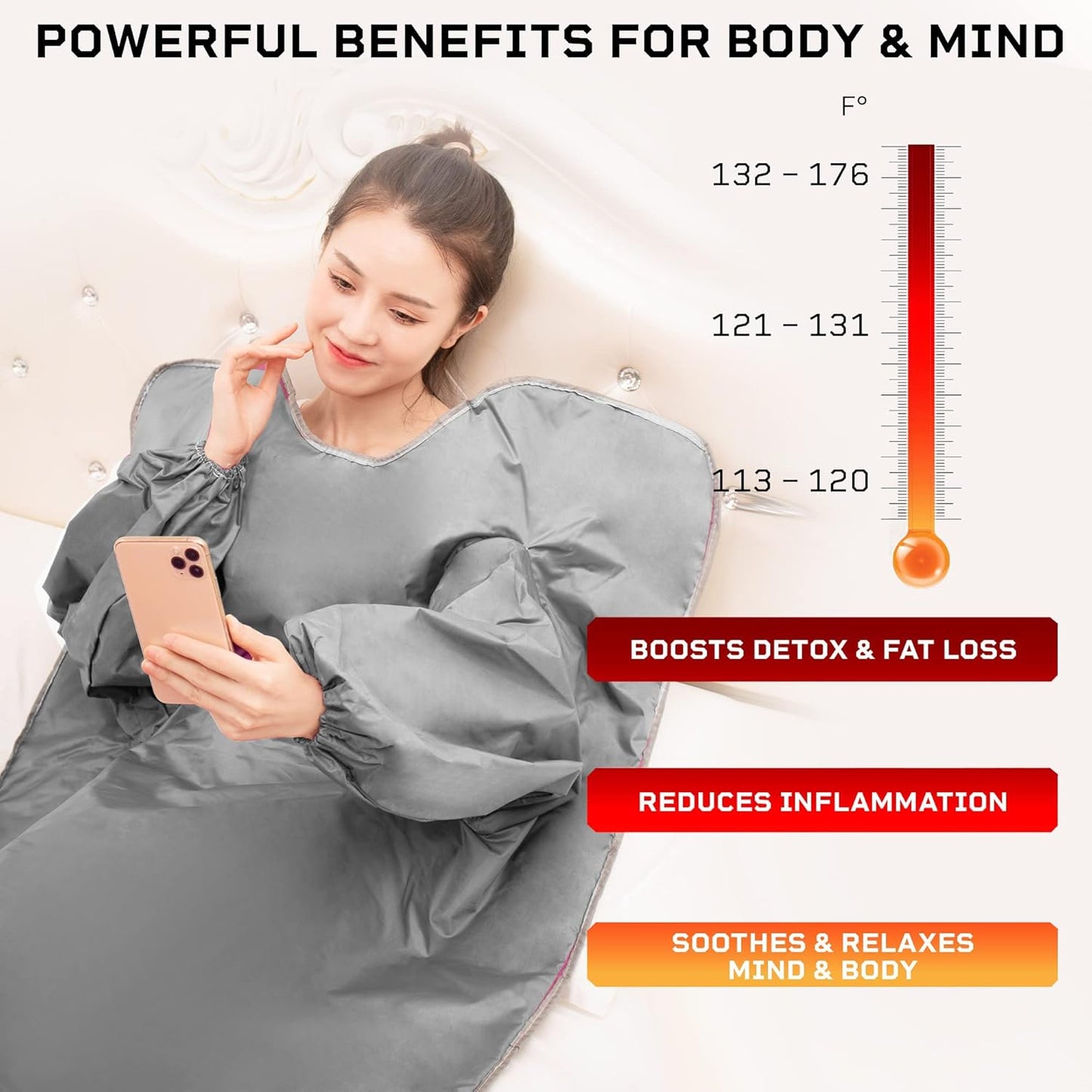 Infrared Sauna Blanket Fast Sweating Body Shape Fitness Far Infrared Sauna Blanket for Body Relaxation at Home Use Sauna Blanket with Sleeves