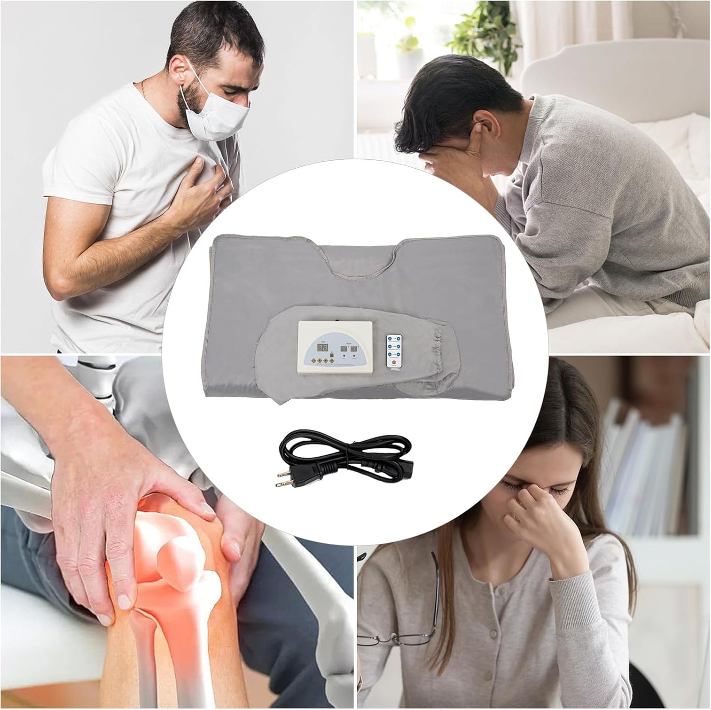 CNCEST Infrared Sauna Blanket,Portable Infrared Sauna with Sleeves for Home Detox,Fast Sweating Body Shape Fitness Far Infrared Sauna Blanket,Sauna Blanket,95-176℉,20-60 Minutes Timer,Silver