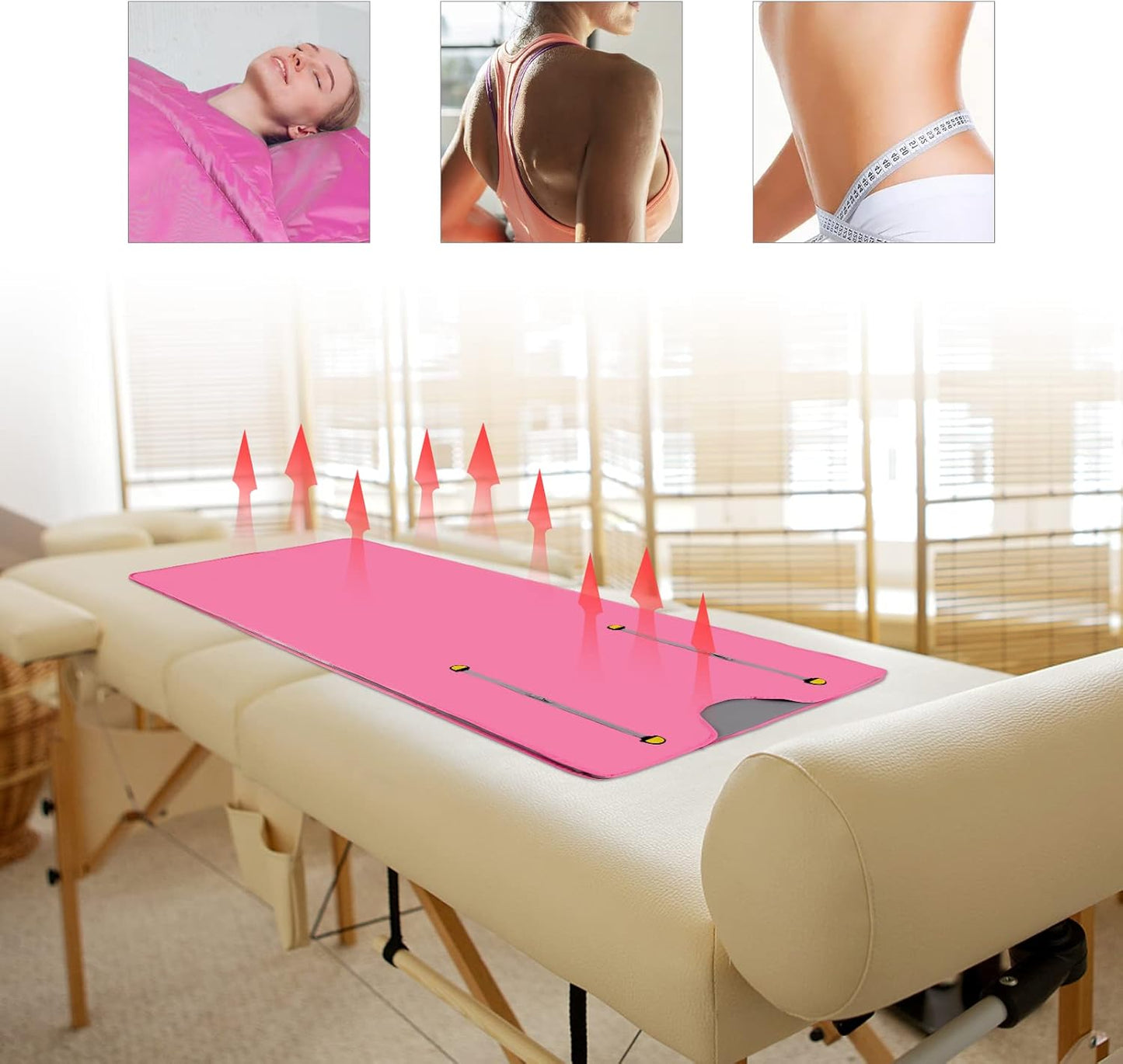 Far Infrared Sauna Blanket, Portable Infrared Sauna for Home, Sauna Bag Body Shaper Blanket, with Remote Control, for Home Relaxation Calm Your Body, Exercise Recovery and Mind, Pink