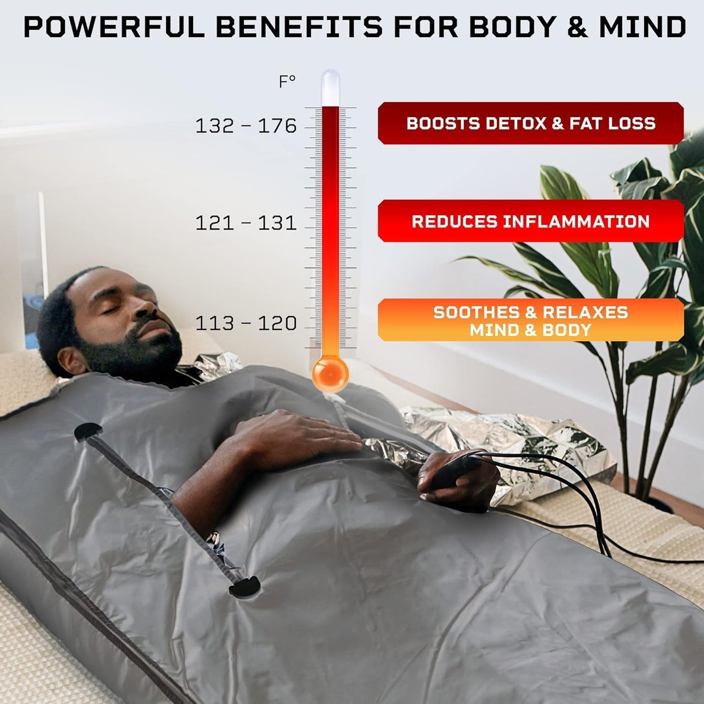 LifePro Infrared Sauna Blanket - Personal Sauna for Detox, Tension, and Relaxation - Portable Sauna for Home with Multi-Layer Heating 113°F - 176°F and Remote Control - Included Sauna Detox Wraps