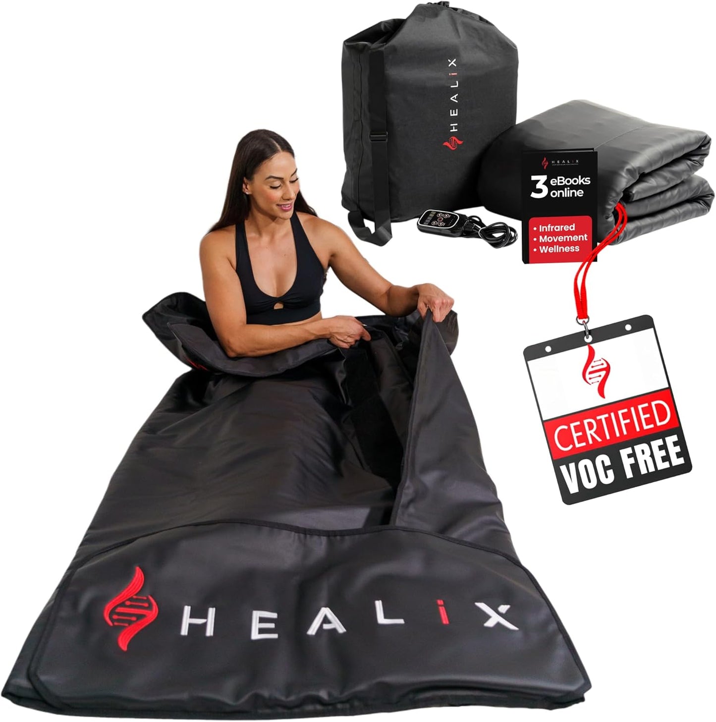 Infrared Sauna Blanket – VOC-Free Portable Home Sauna for Detox & Relaxation, Zero EMF Far Infrared Sauna Blanket with Adjustable Temp (77–176°F), Carbon Fiber Heating & Hook-and-Loop Closure