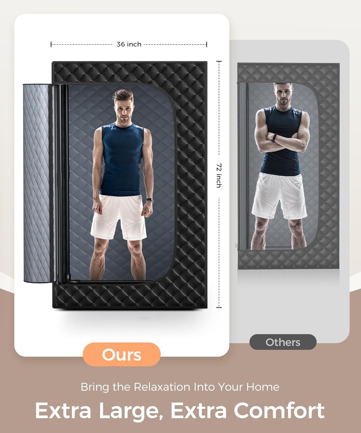 Sauna Box,Portable Sauna for Home use with Ten Aluminium foil Heating Blankets,Personal Steam Sauna with 3L Steamer, 9 Levels, Folding Chair,Extra Large Size (36 * 36 * 71inch)