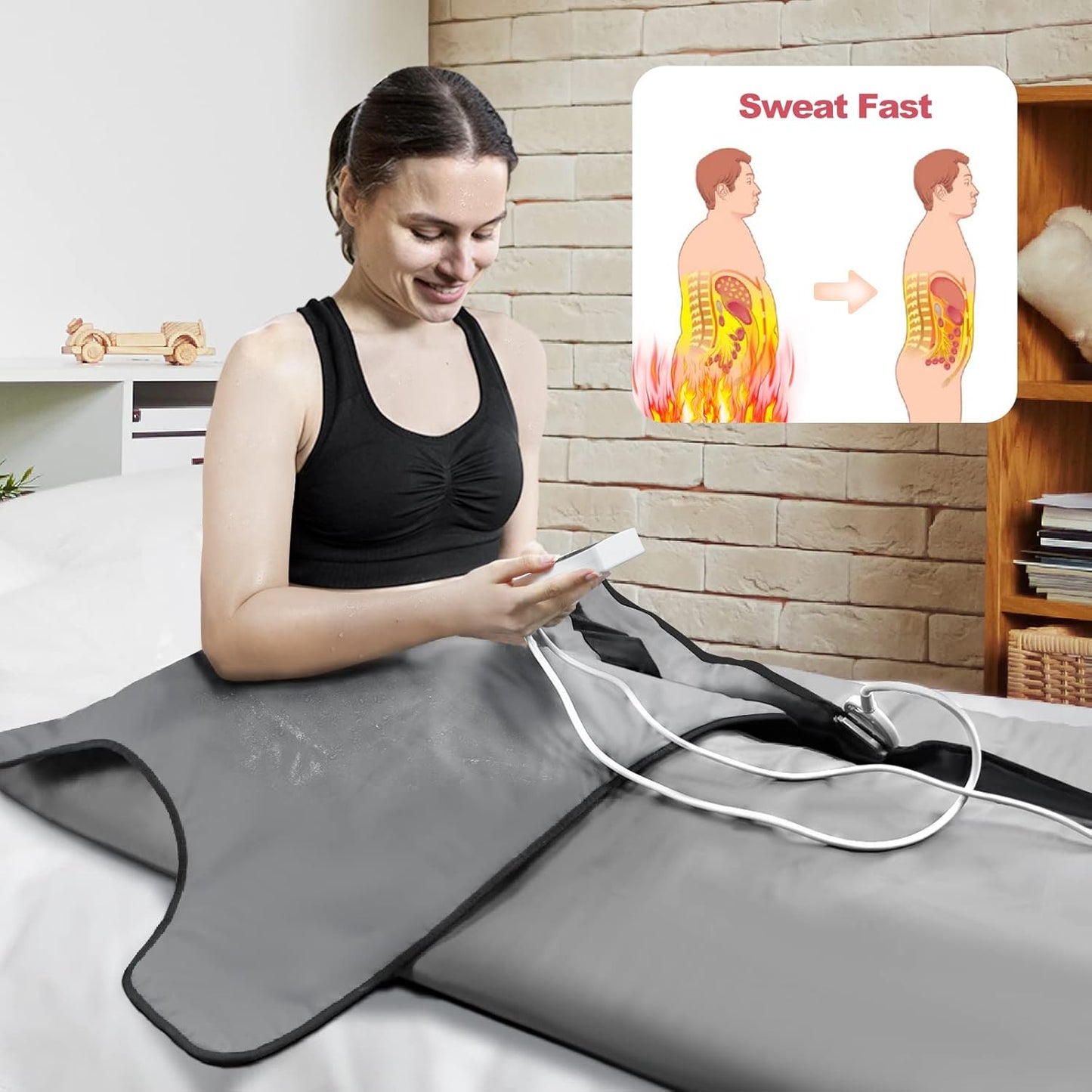 UTK Infrared Sauna Blanket, Portable Sauna for Home SPA, Fast Sweat & None Smell Infrared Sauna to Relax & Detox Your Body and Mind, (71"*71") Full-Size Home Sauna with 50 Plastic Wraps