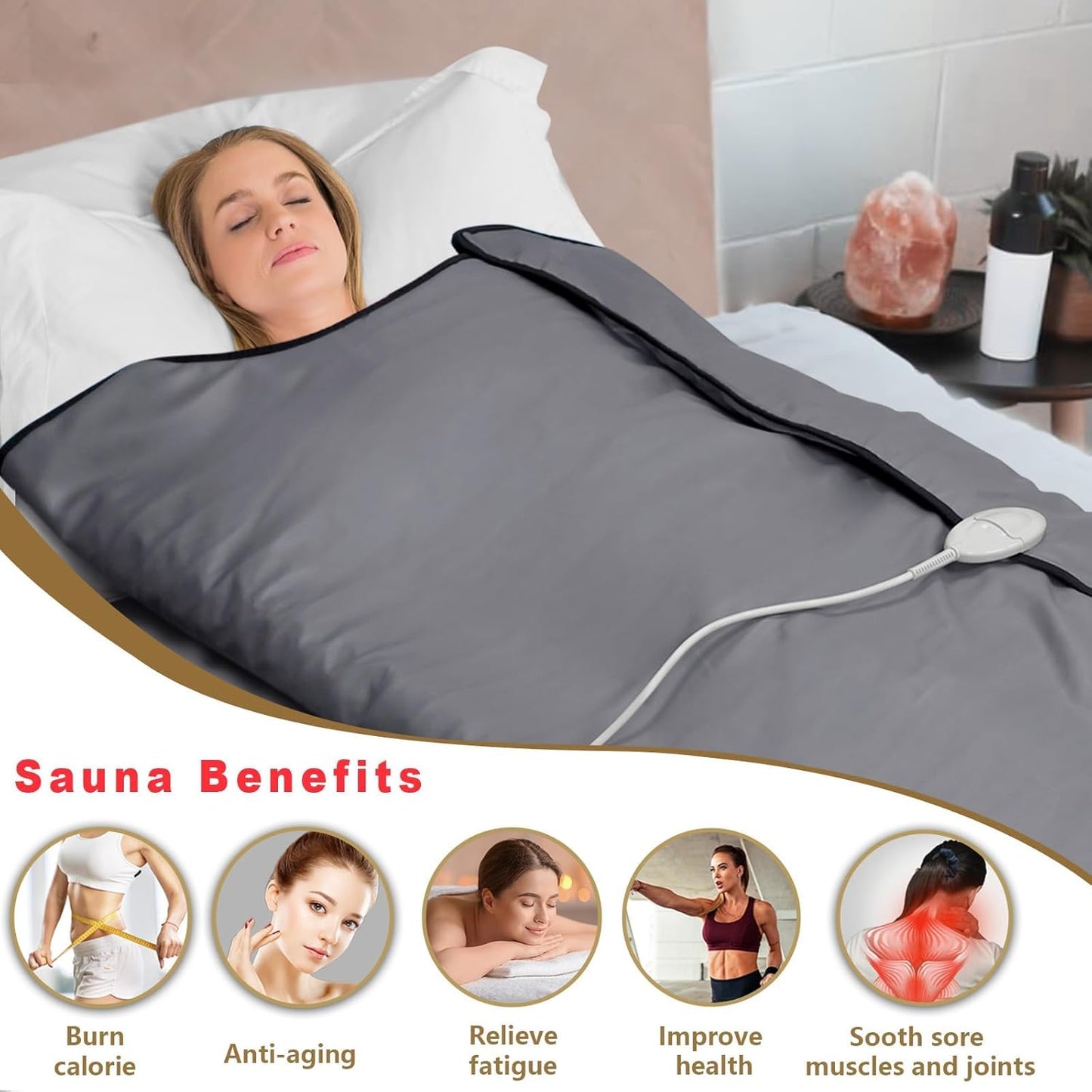 UTK Infrared Sauna Blanket, Portable Sauna for Home SPA, Fast Sweat & None Smell Infrared Sauna to Relax & Detox Your Body and Mind, (71"*71") Full-Size Home Sauna with 50 Plastic Wraps