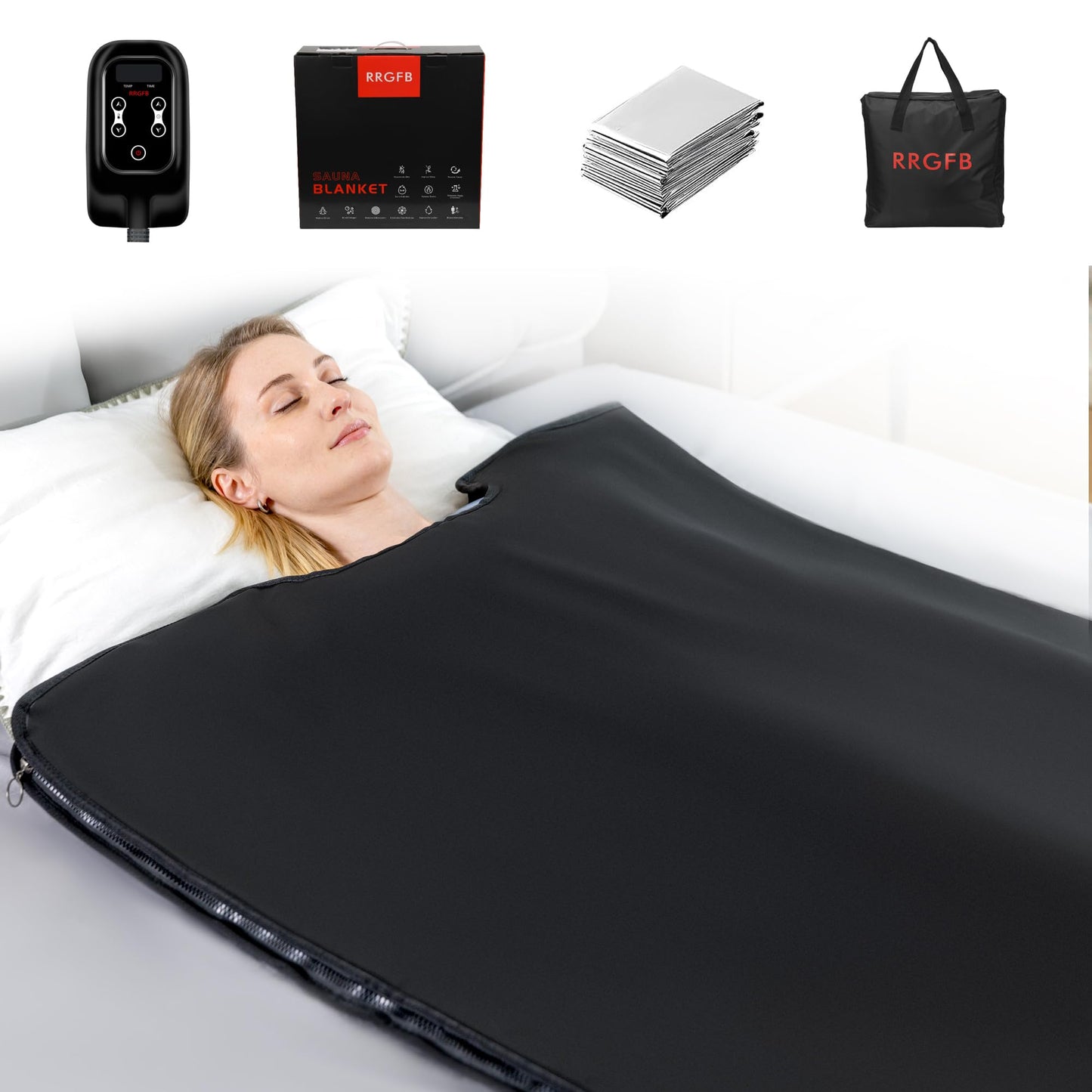 Portable Infrared Sauna Blanket, Detox & Relaxation at Home, Adjustable Timer 1-60 Min, Temperature Range 86-158℉, 6 ft x 2.6 ft, Oxford Fabric
