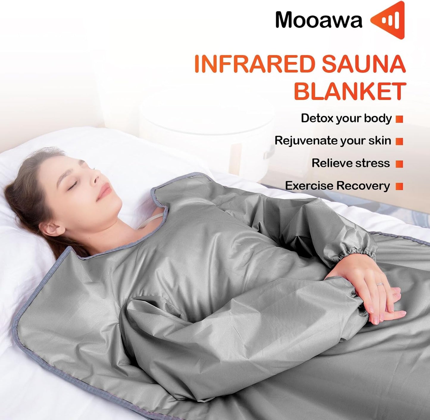 Infrared Sauna Blanket for Detoxification Portable Far Infrared Sauna Blanket for Exercise Recovery Infrared Blanket Sauna with 95–176 °F Temp Range for Relaxation Calm Body and Mind Silver