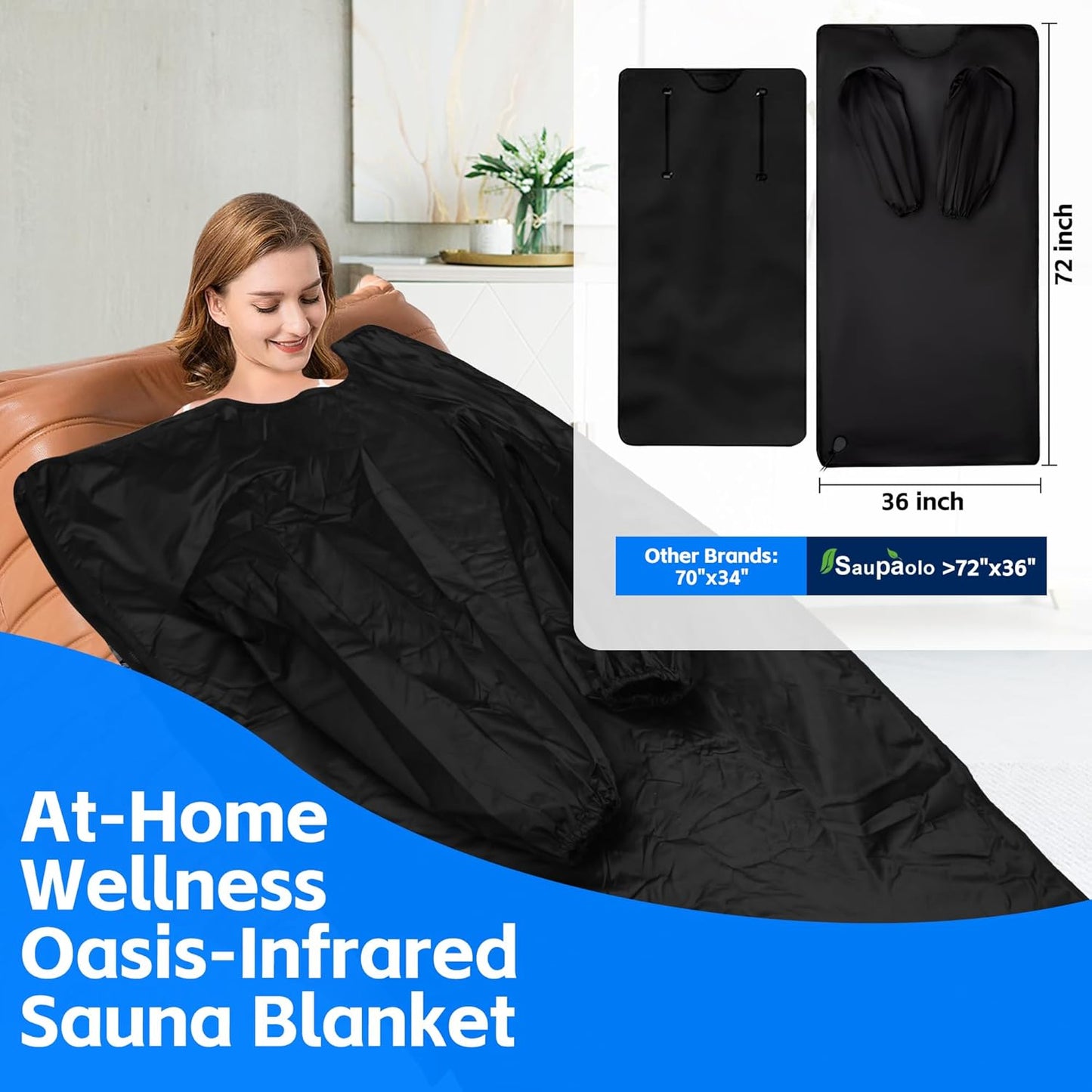 Infrared Sauna Blanket-Far Infrared Saun, Portable Infrared Sauna for Home, 176℉ Max, 30-90 MinTimer, 6 ft X 3 ft