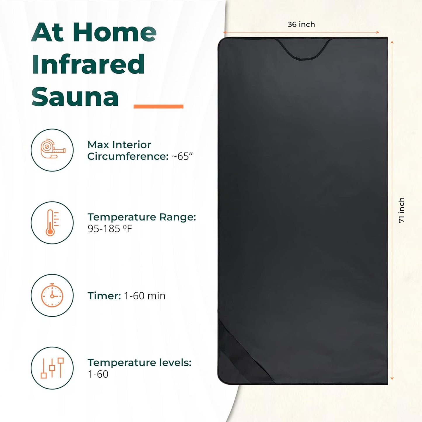 HL500 Portable Far Infrared Sauna Blanket for Body Relaxation & Detoxification, 1-60 Minutes Timer, 95-185°F Temp. Control