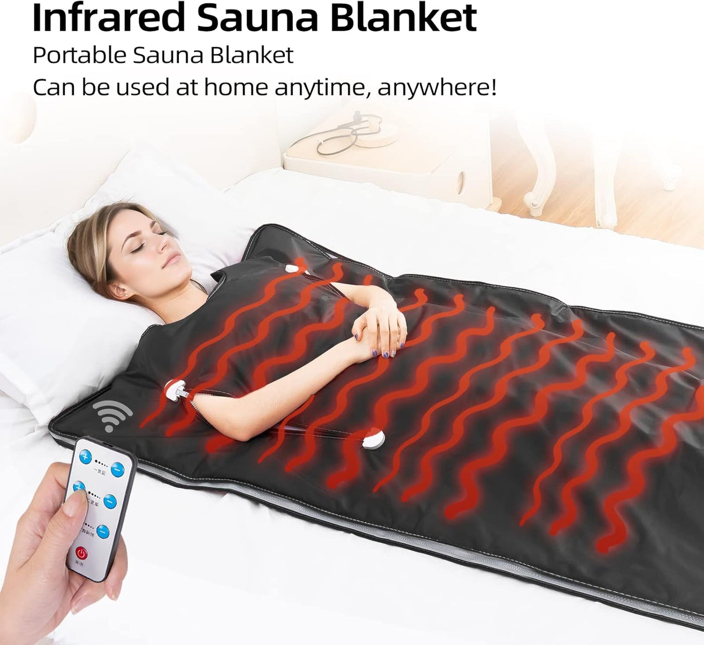 Infrared Sauna Blanket - Sauna Blanket with Remote Control for Exercise Recovery, Portable Infrared Sauna Blanket for Home Relaxation Calm Your Body and Mind Black