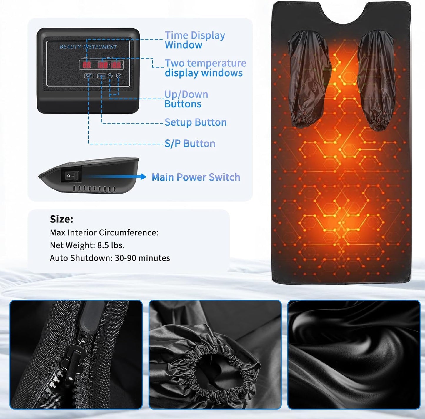 Sauna Blanket,Portable Infrared Sauna Blanket for Home,Detox Your Body and Mind Sauna Blanket,30-60 Minutes Timer, Durable Waterproof
