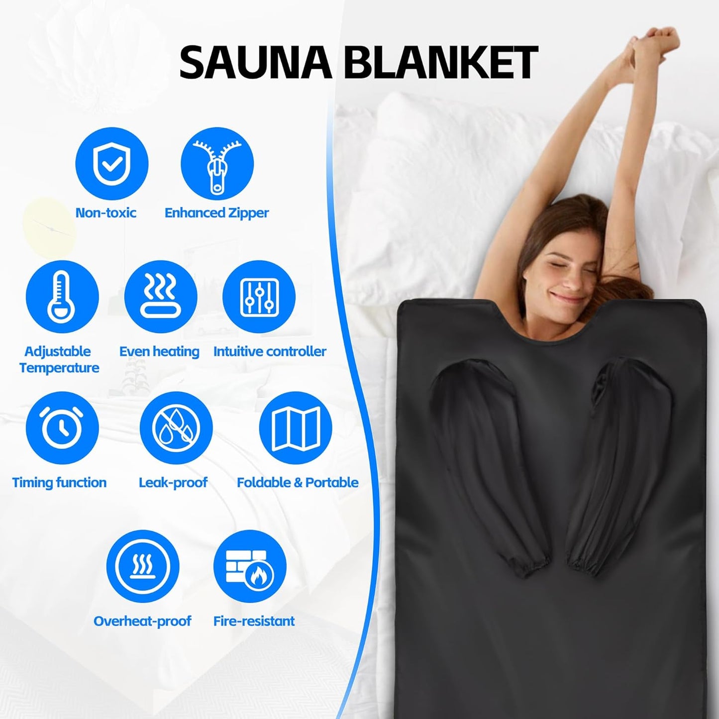 Infrared Sauna Blanket-Far Infrared Saun, Portable Infrared Sauna for Home, 176℉ Max, 30-90 MinTimer, 6 ft X 3 ft