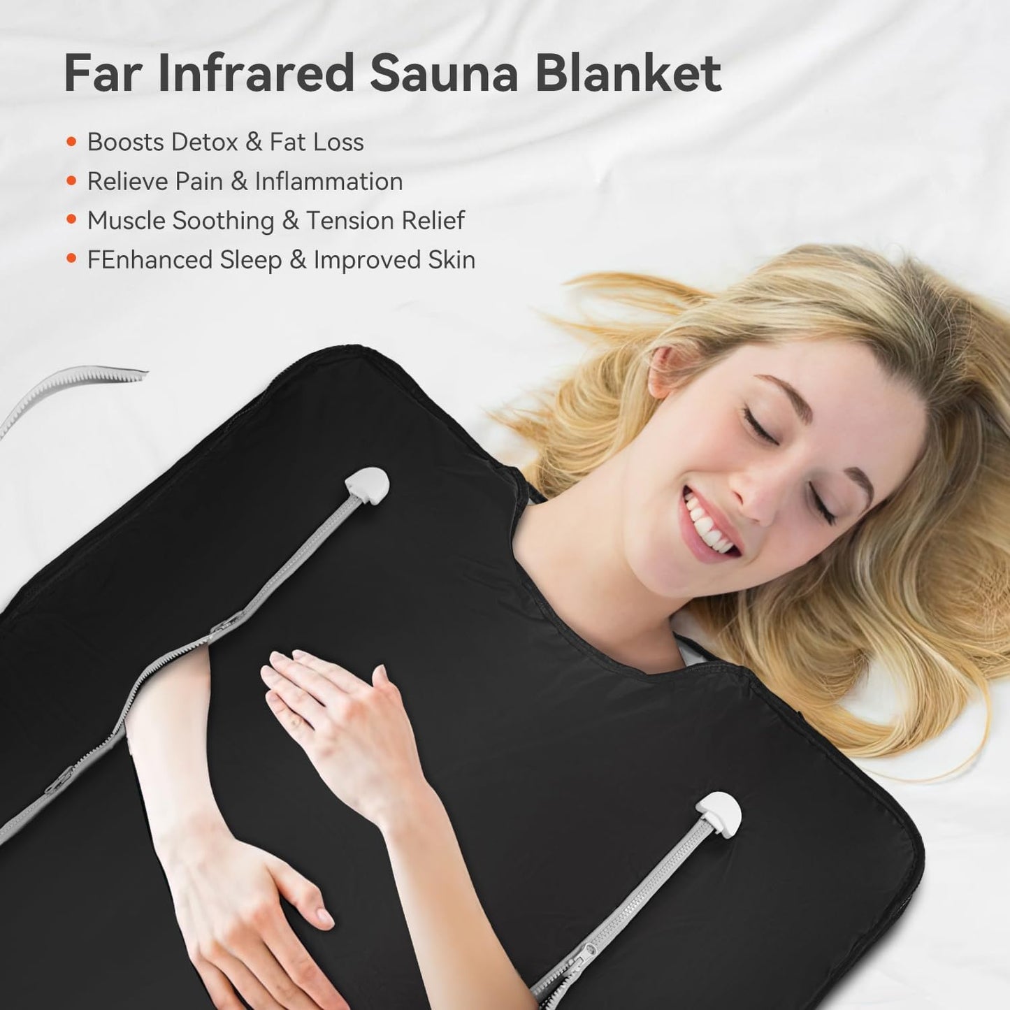 Infrared Sauna Blanket - Sauna Blanket for Optional Heating Layer for Home Relaxation with 5 Layer Thickened Construction, 95℉ - 176℉ & 1-60 Minutes Timer, 6 ft x 2.65 ft