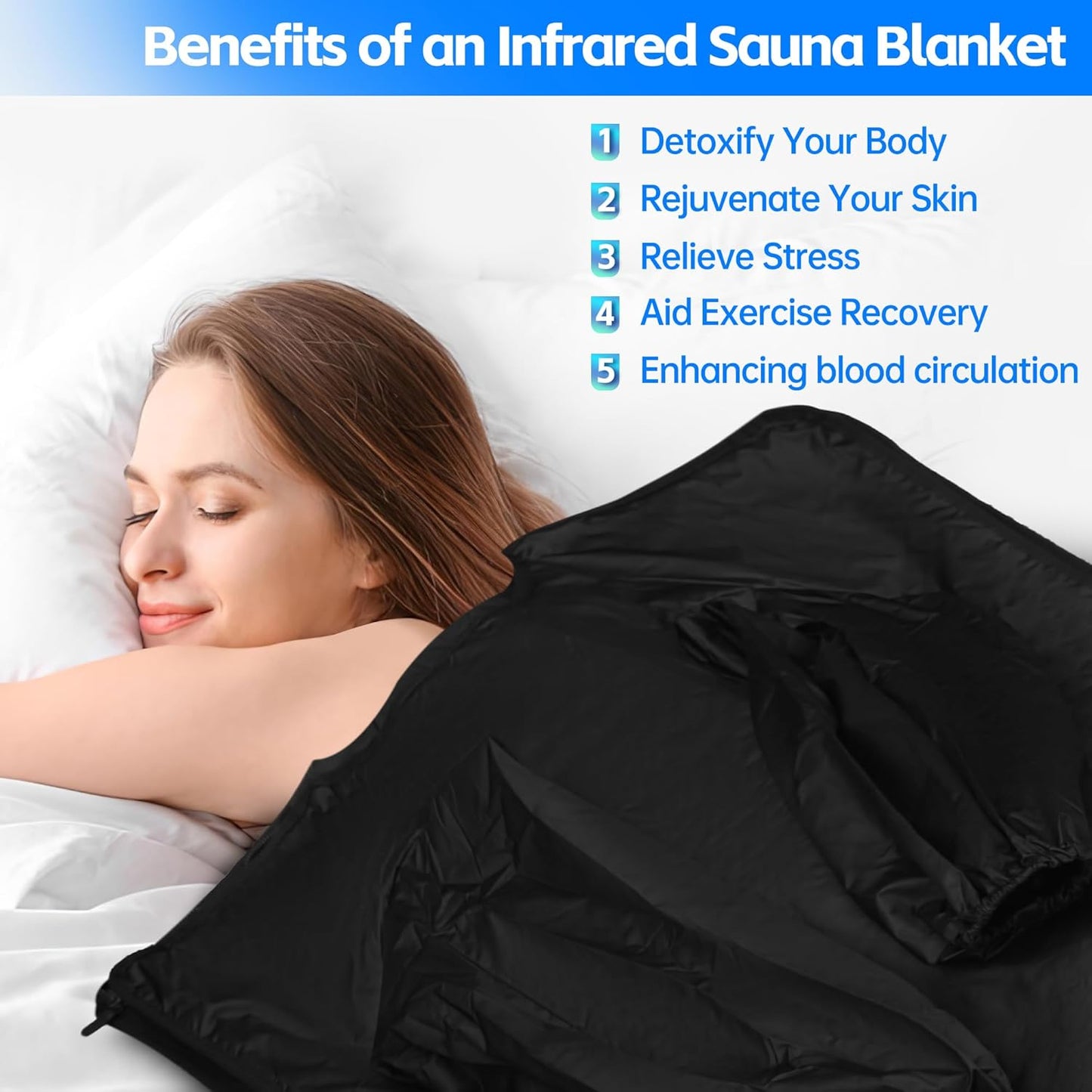 Infrared Sauna Blanket-Far Infrared Saun, Portable Infrared Sauna for Home, 176℉ Max, 30-90 MinTimer, 6 ft X 3 ft