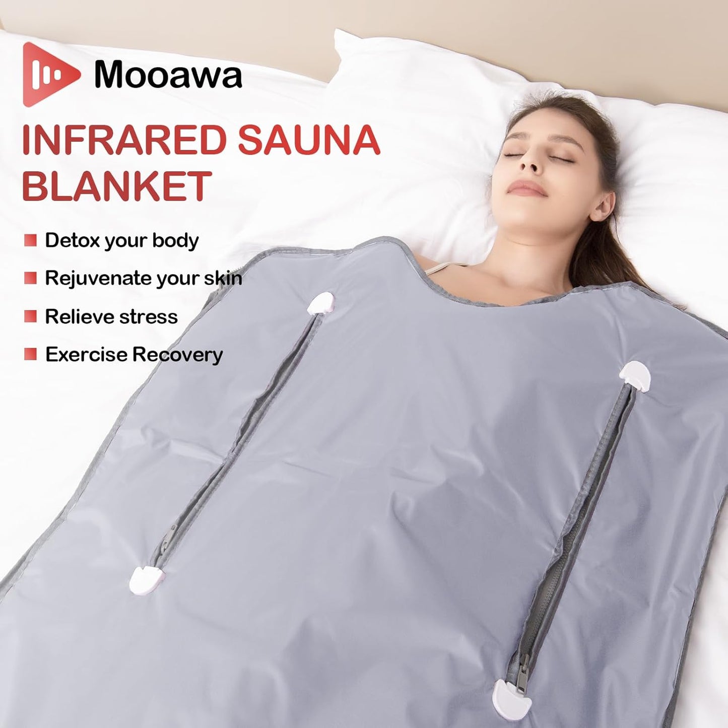 Far Infrared Sauna Blanket for Detox Portable Infrared Sauna Blanket Heating Sauna Blanket for Home Therapy Remote Controller Sauna Blanket with 95–176 °F Temp Range Silver