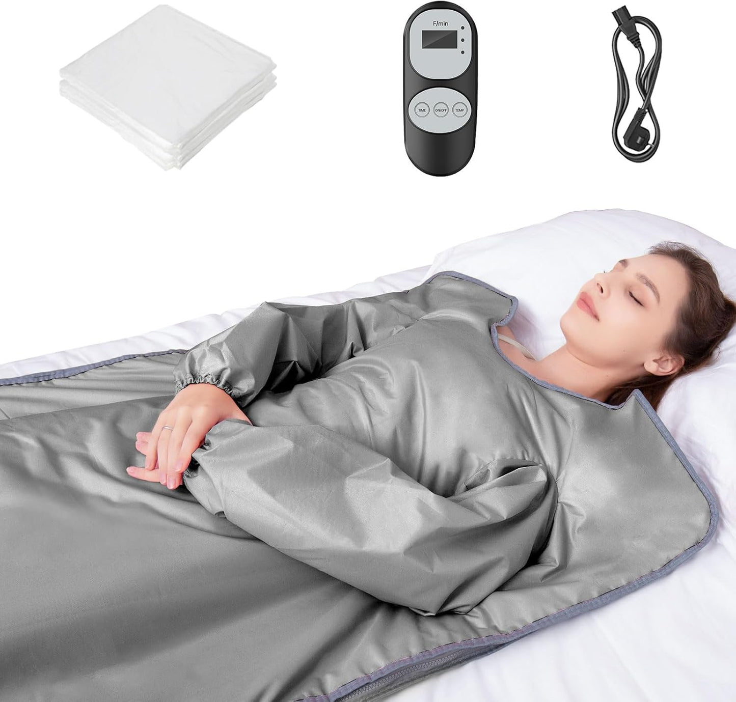 Infrared Sauna Blanket for Detoxification Portable Far Infrared Sauna Blanket for Exercise Recovery Infrared Blanket Sauna with 95–176 °F Temp Range for Relaxation Calm Body and Mind Silver