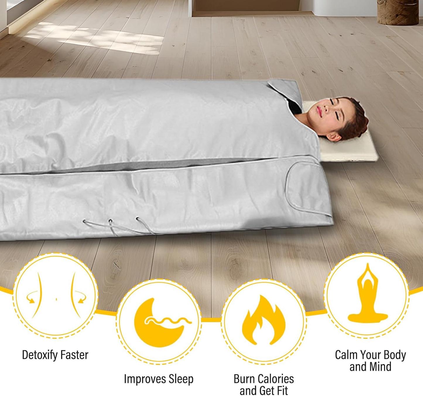 ZONEMEL 3 Zone Digital Far-Infrared Heat Sauna Blanket, Body Shaper Sauna Slimming Blanket Detox Therapy Machine Fitness, Adjustable Size