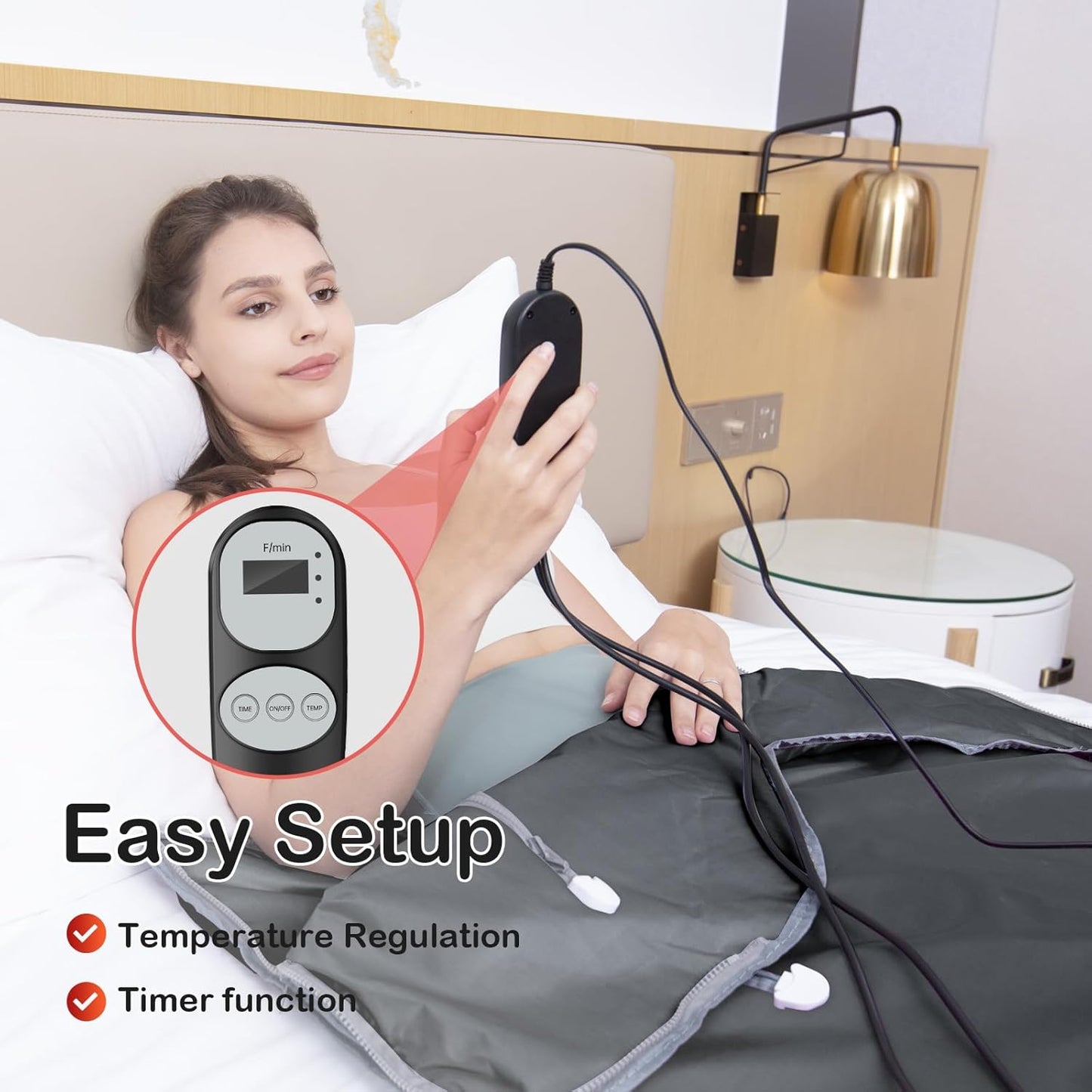 Far Infrared Sauna Blanket for Detox Portable Infrared Sauna Blanket Heating Sauna Blanket for Home Therapy Remote Controller Sauna Blanket with 95–176 °F Temp Range Black