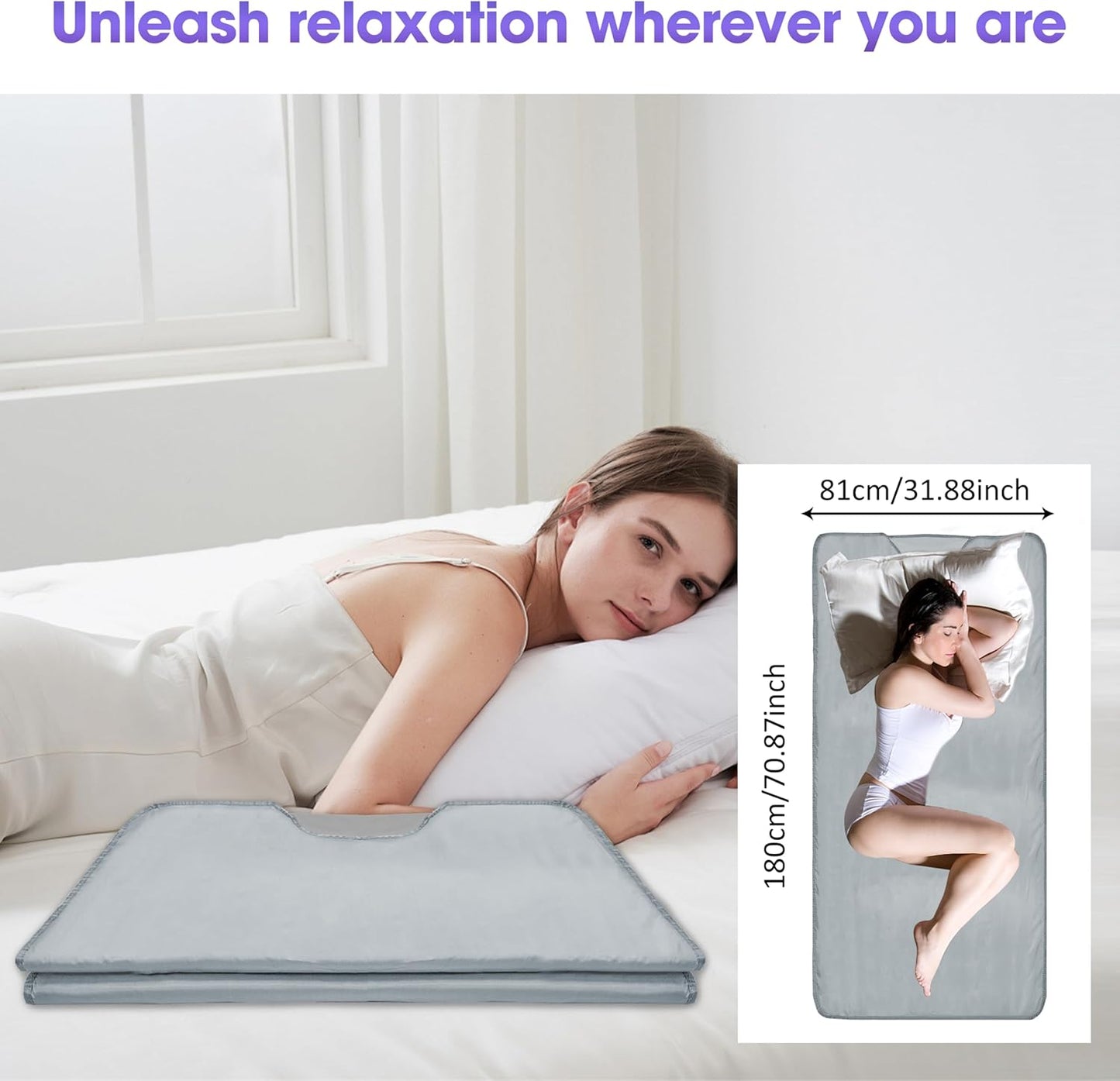Sauna Blanket Infrared Zipper Oxford Cloth Upgraded Version Professional Detox & Heat Therapy Blanket with Remote (US 110V,71×32 Inches)