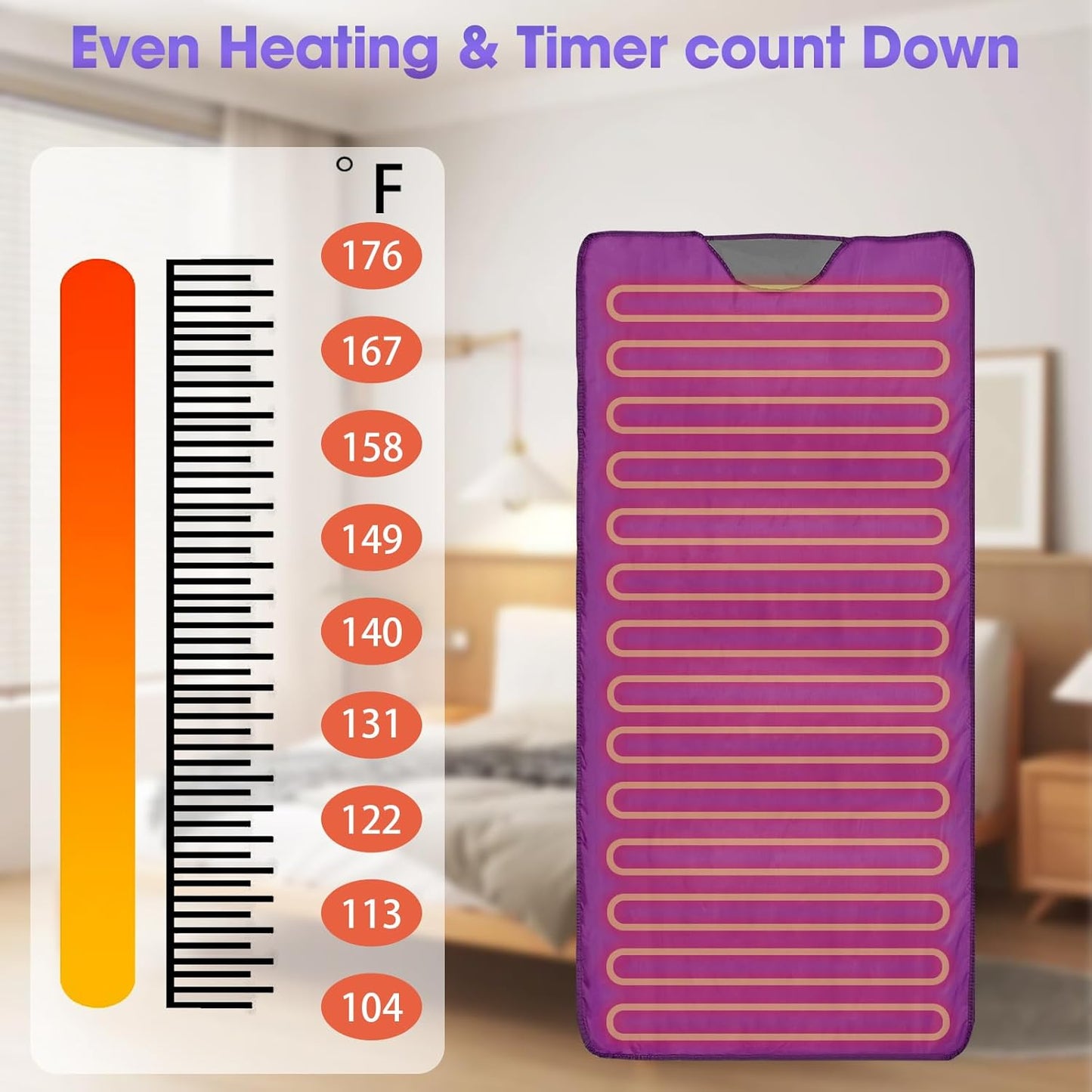 Natural Jade and Tourmaline Heat Far Infrared Sauna Blanket 2-Zone Control Rapid Heating Detox Blanket Pain Relief with Personal Sauna Blanket at Home Oxford Cloth Sauna Bed (Purple)