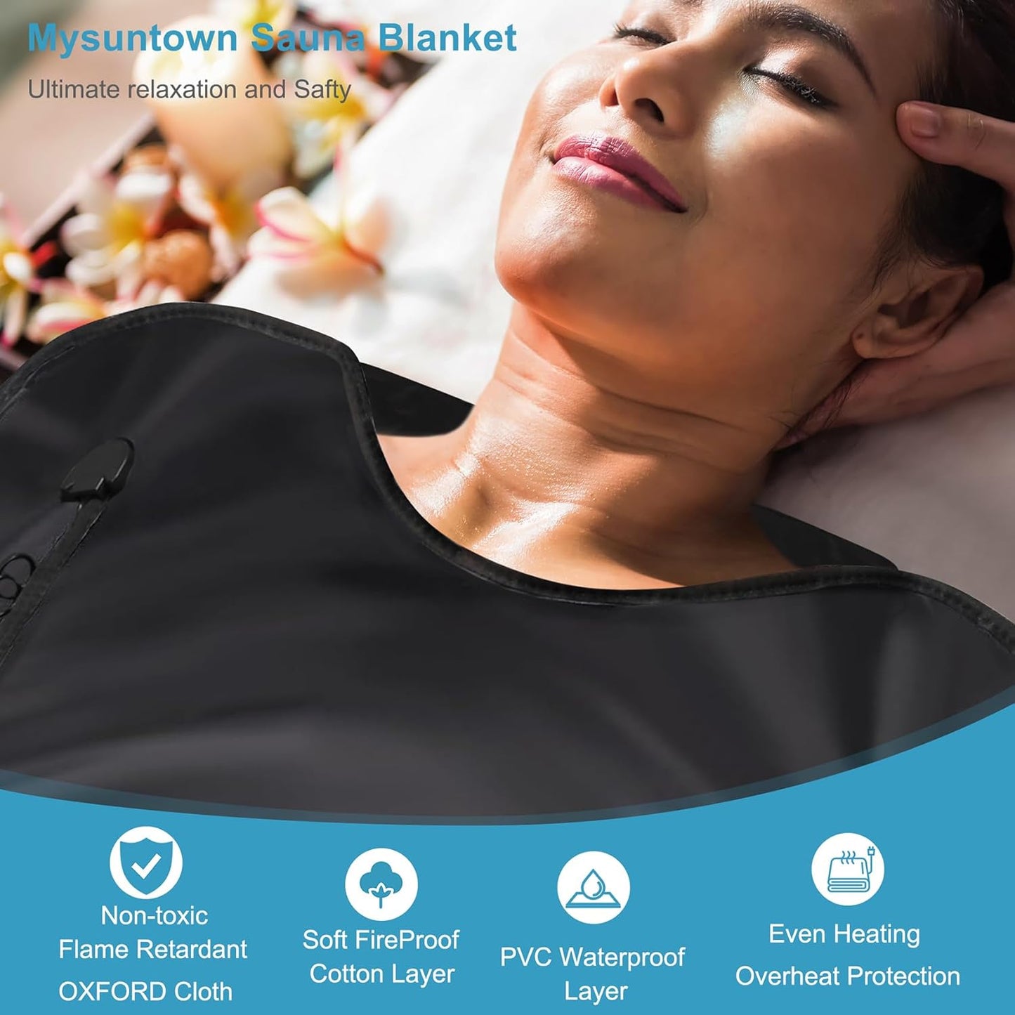 mysuntown Infrared Sauna Blanket for Detoxification,Portable Sauna Blanket for Home use,86-158℉,20-60 Minutes Timer,6.23ft x 2.95ft