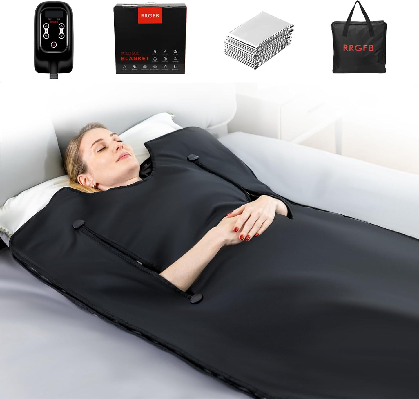 Infrared Sauna Blanket, Portable Sauna Blanket for Detoxification, Crystal Therapy Personal Sauna for Home Relaxation, 1-60 Mins Timer, 95-167℉ Temp Range, 5.74 ft x 2.53ft
