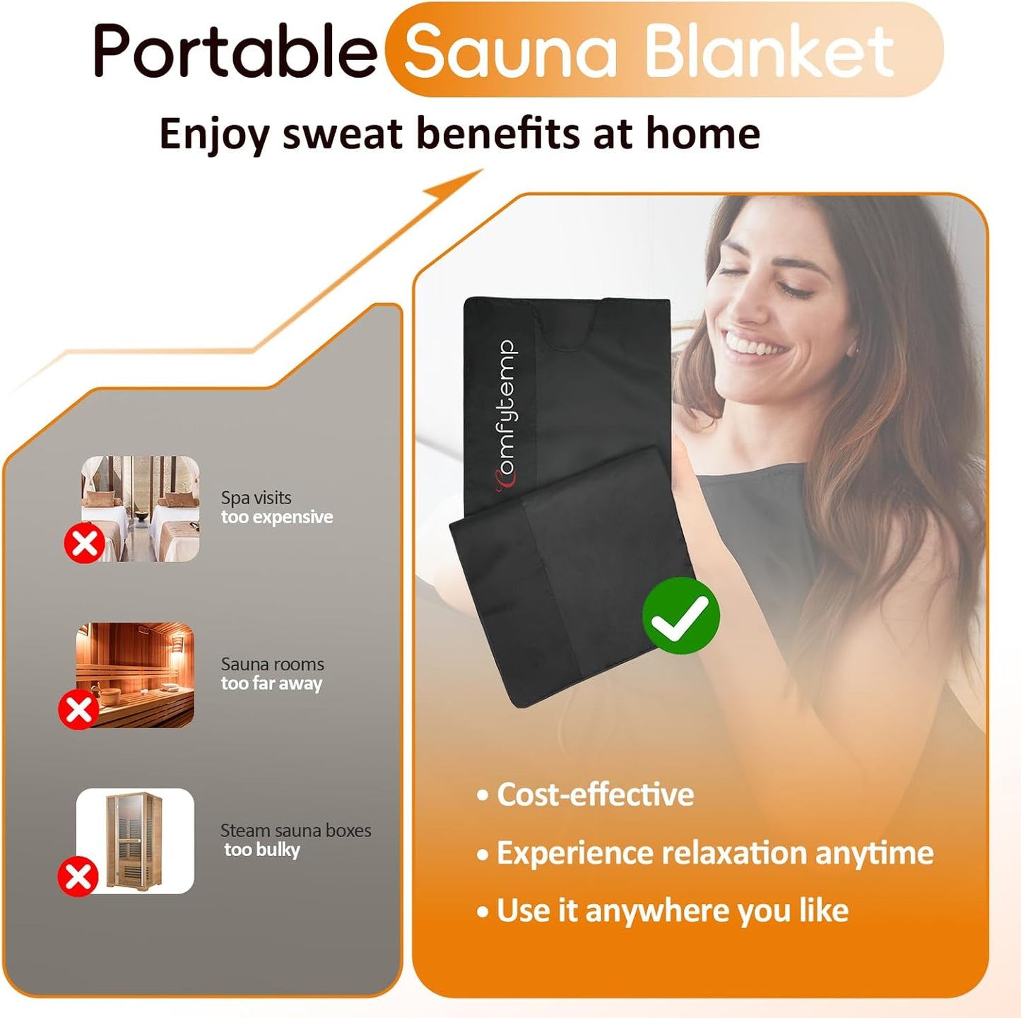 Comfytemp Infrared Sauna Blanket 35" X 78" Extra Large, Support Dual Zone Temperature Control & App Control — Smarter & Safer Portable Sauna Blanket, Low EMF, for Sweating, for Mom