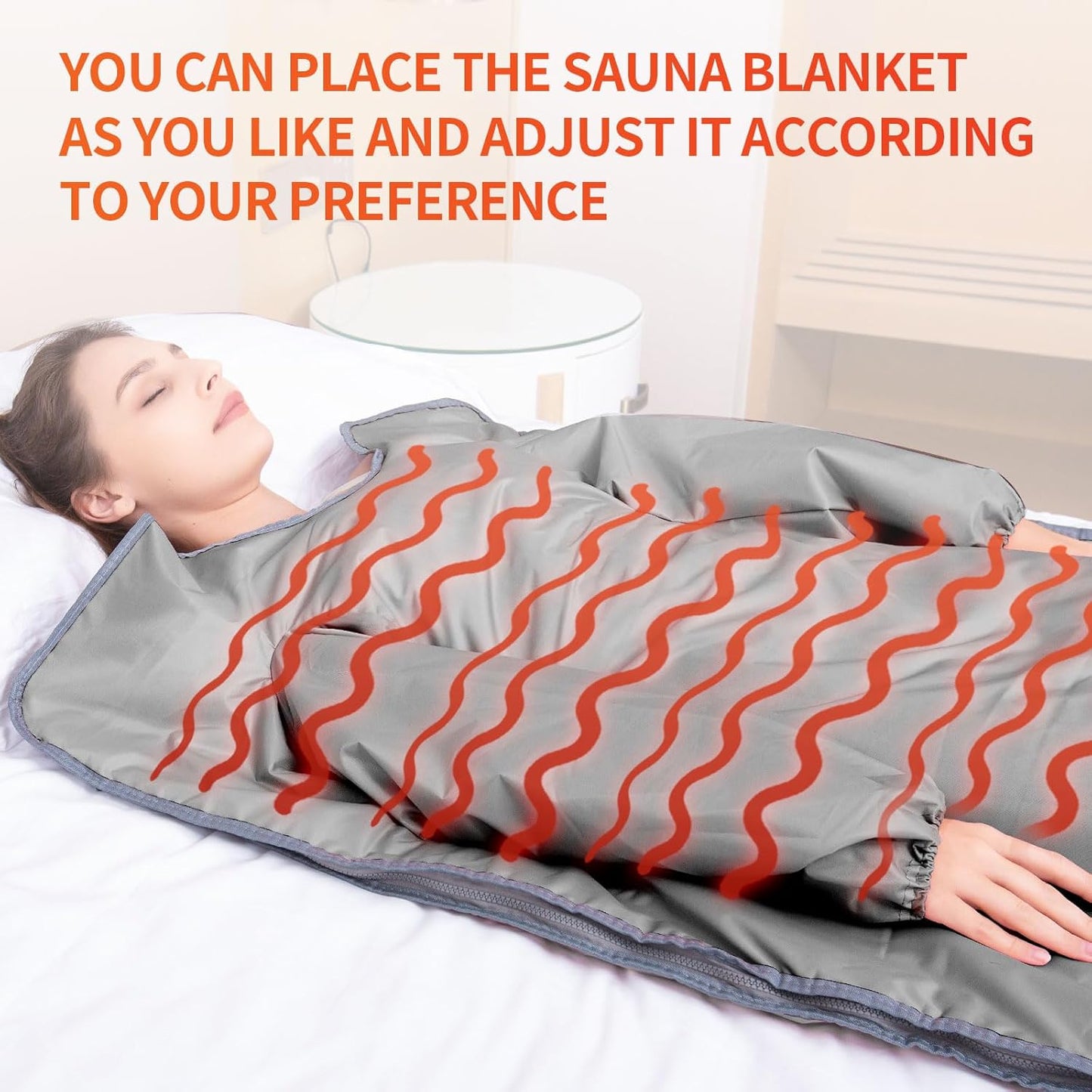 Infrared Sauna Blanket for Detoxification Portable Far Infrared Sauna Blanket for Exercise Recovery Infrared Blanket Sauna with 95–176 °F Temp Range for Relaxation Calm Body and Mind Silver